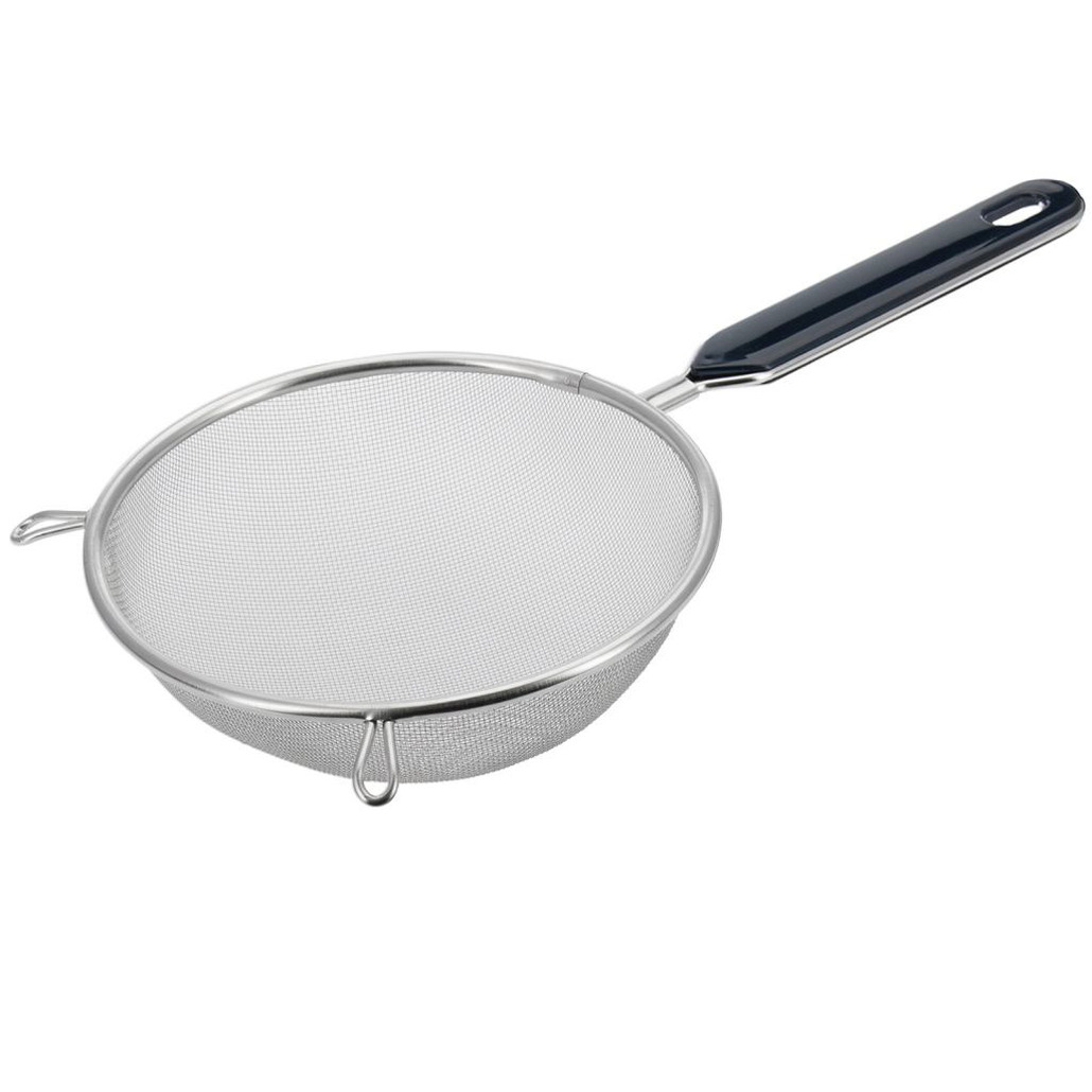 Westmark Keuken vergiet met handvat - zwart/zilver - rvs - 31 x D16 cm -