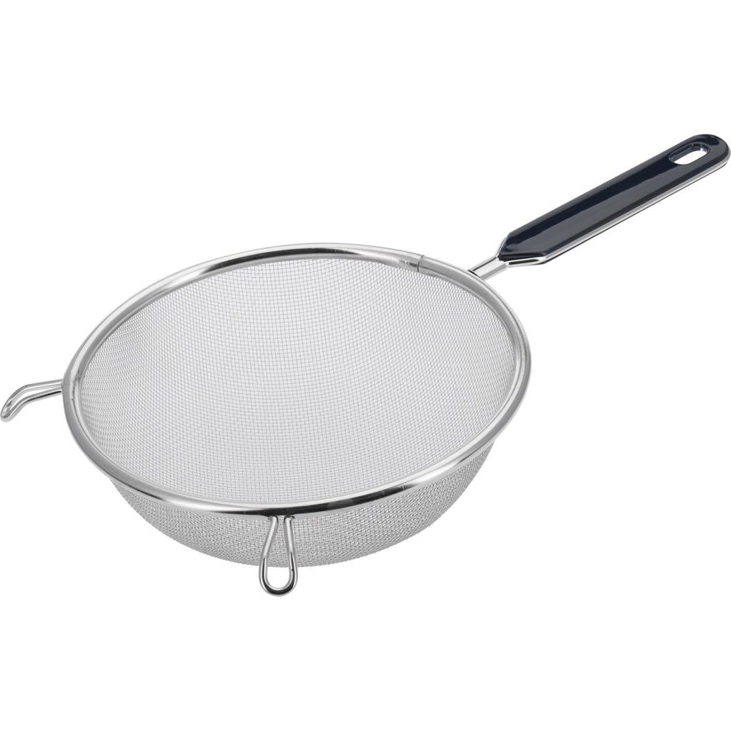 Westmark Keuken vergiet met handvat - zwart/zilver - rvs - 33 x D18 cm -