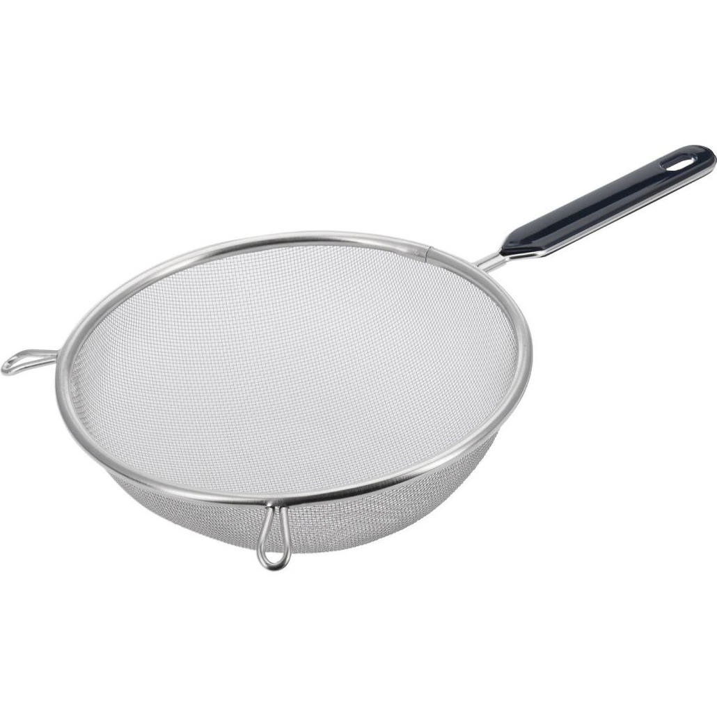 Westmark Keuken vergiet met handvat - zwart/zilver - rvs - 35 x D20 cm -