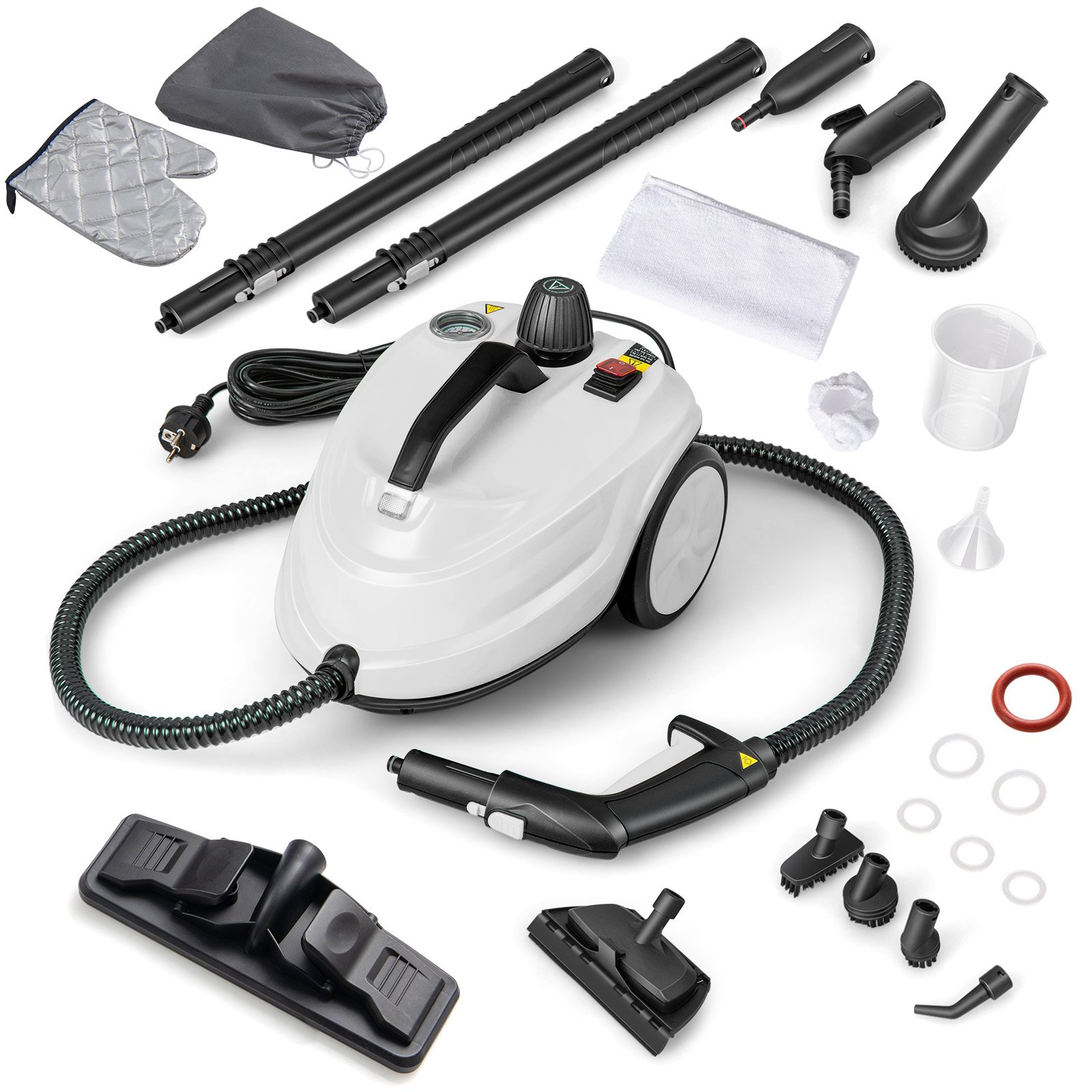Costway Draagbare Stoomreiniger 2000W Hogedruk-stoomreiniger met 15-delig Accessoire Veelzijdige Stoommop Wit