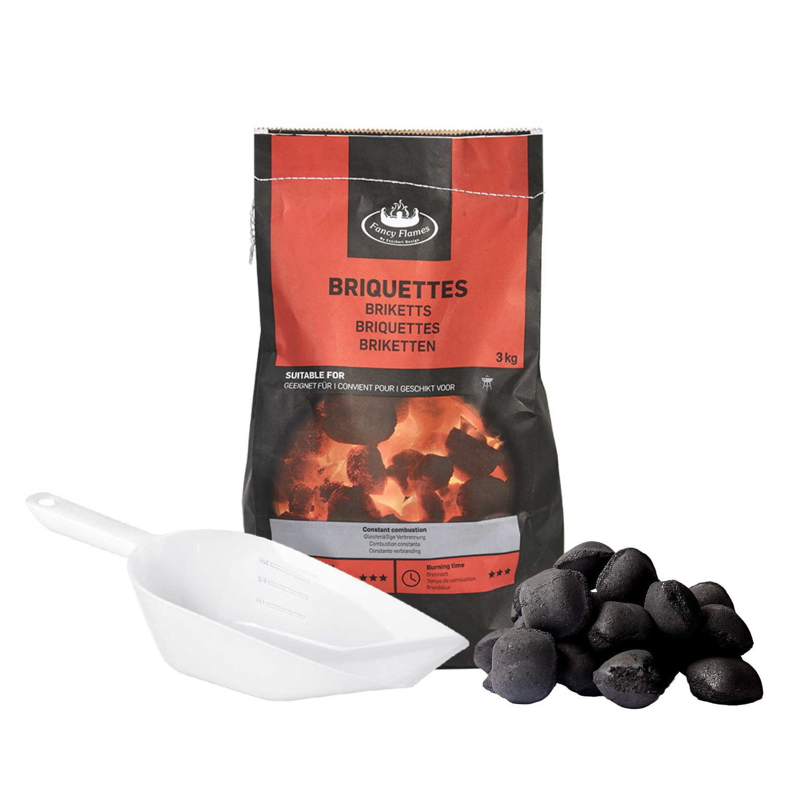 Merkloos BBQ kolen/briketten doseer schep - kunststof - 1400 ml - x 15 cm - opstaande rand -