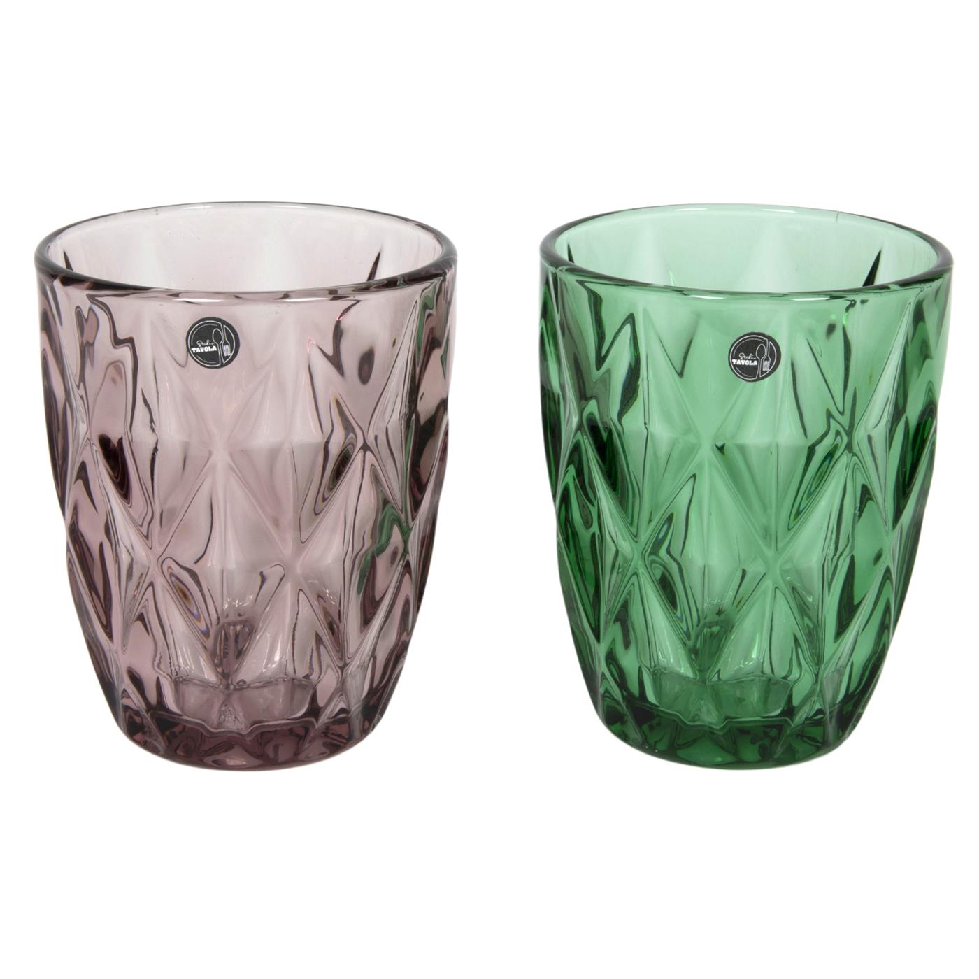 Merkloos Drinkglas met relief 300ml doos a 8 Ø8cm