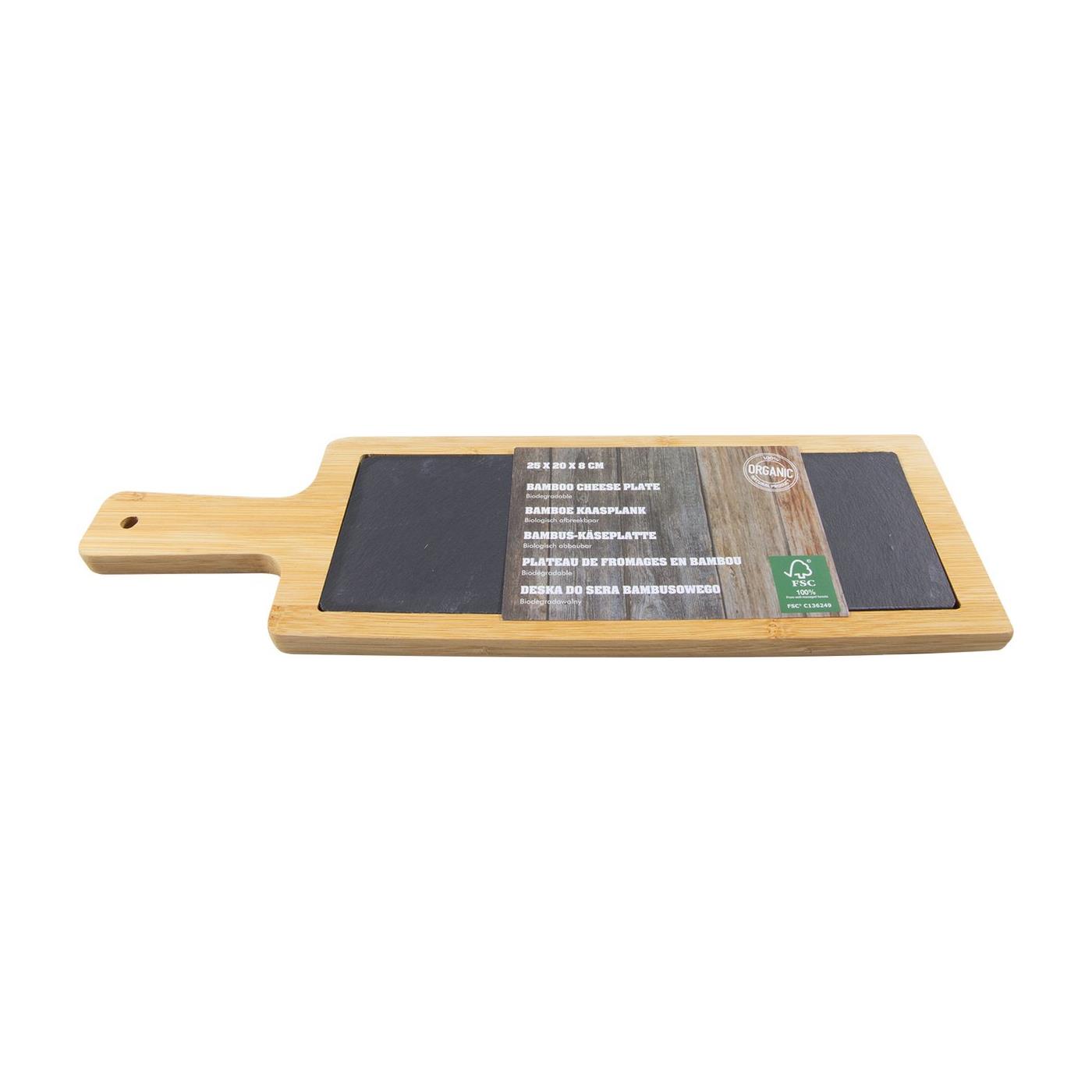 Merkloos Serveerplank bamboek/leisteen 40x12cm