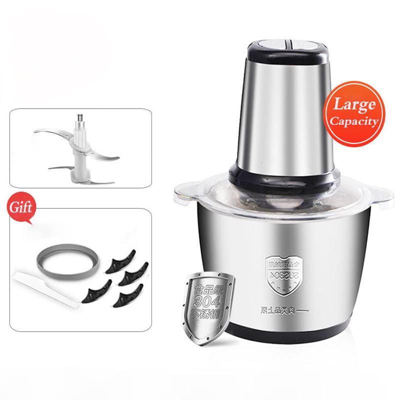Pro DIY Tool Elektrische vleesmolen RVS hakmolen Keukenmachine Knoflookmoddermaker Blender Grote capaciteit Keukenmolen 2L