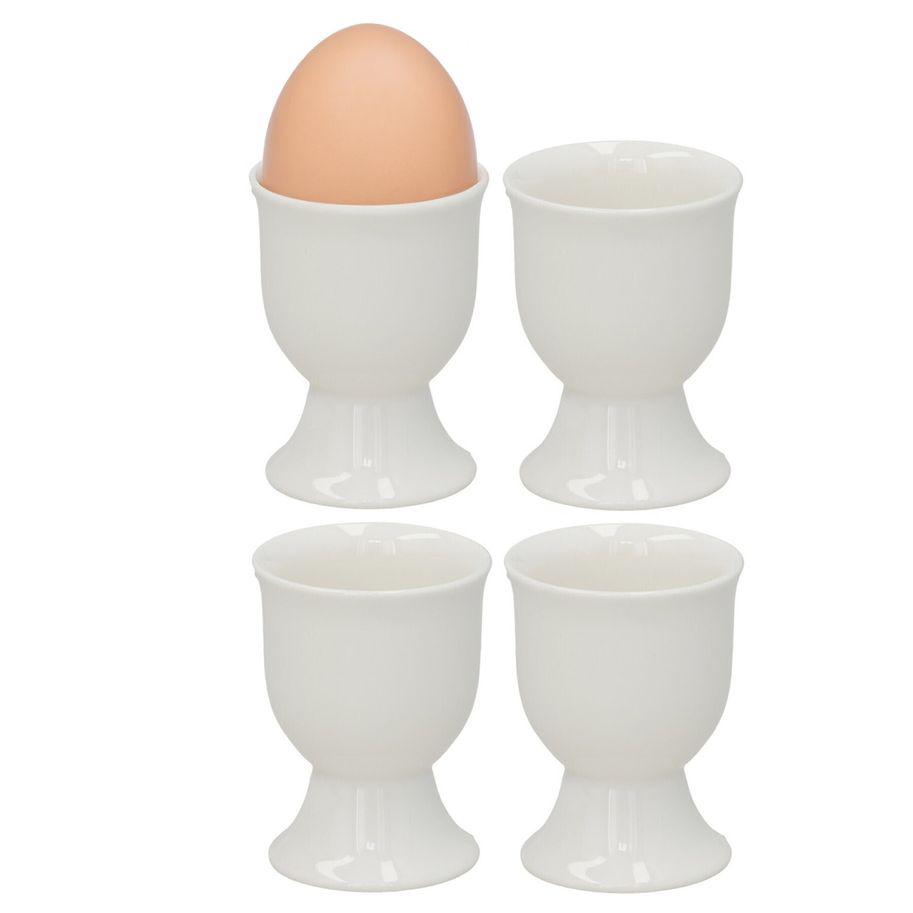 Bellatio Design Eierdopjes Alegre - set van 8x - wit - porselein - 5 x 6 cm -
