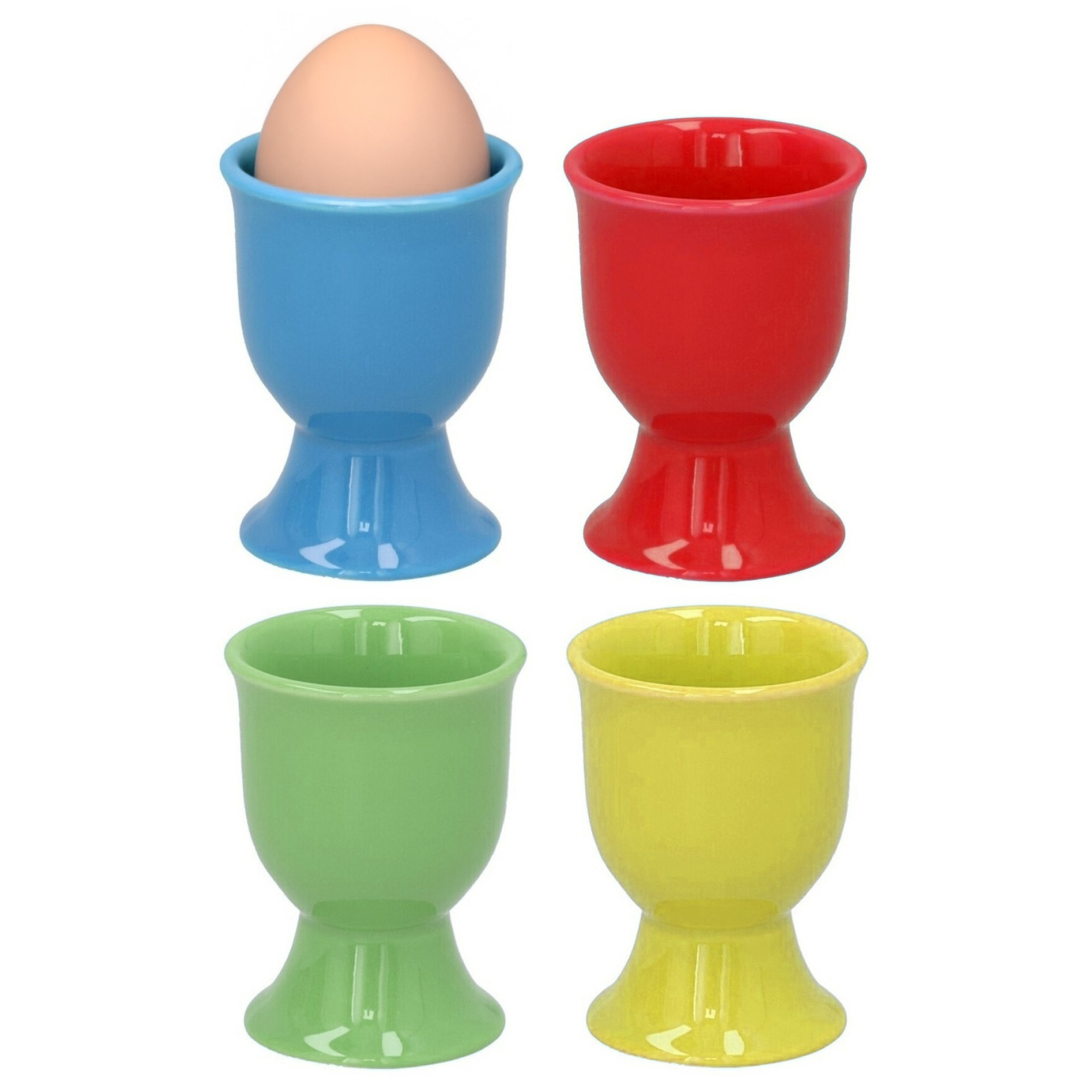 Bellatio Design Eierdopjes Alegre - set van 12x - multi kleuren - porselein - 5 x 6 cm -