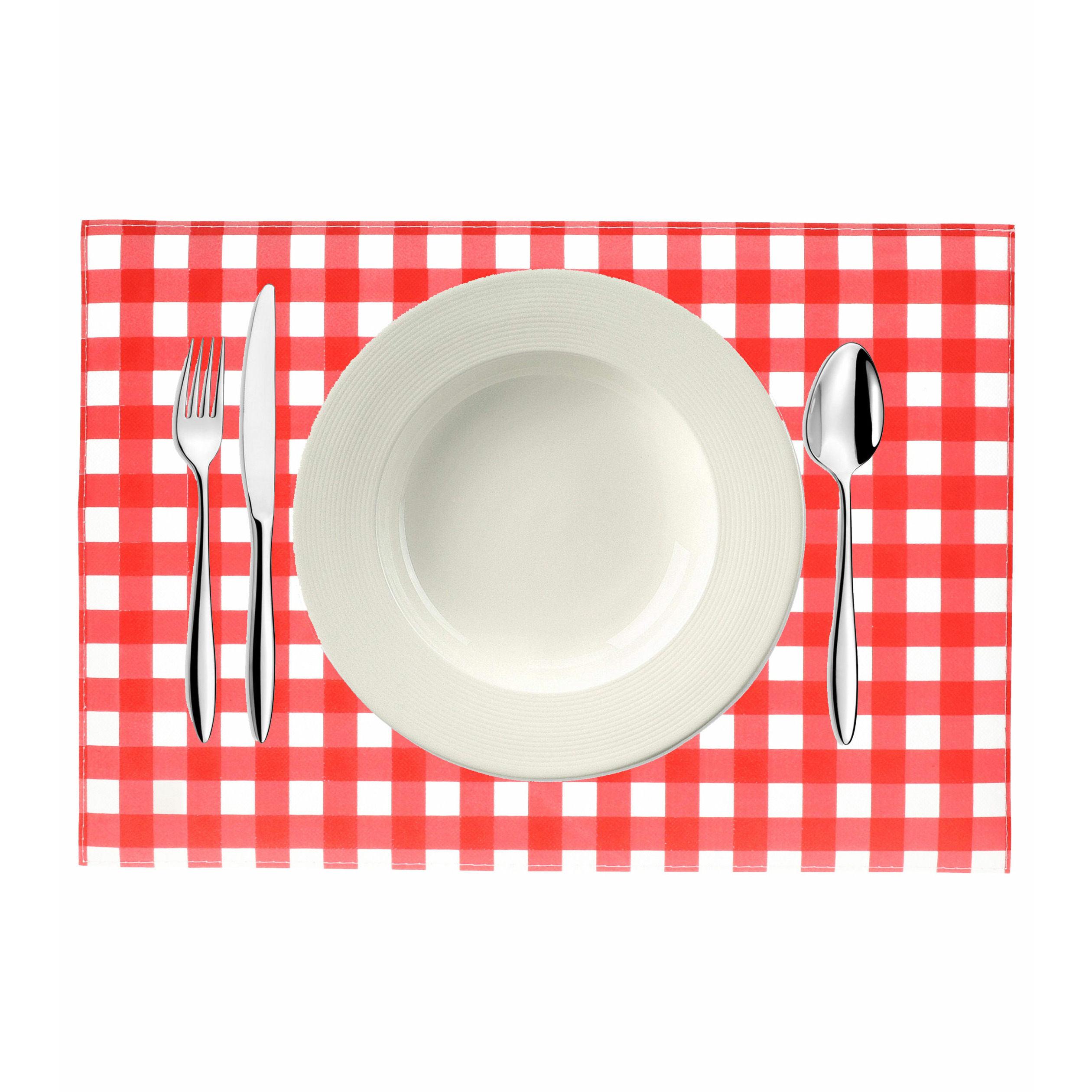 Bellatio Design Placemats - 5x - rood/wit geblokt - Oktoberfest - 43cm -