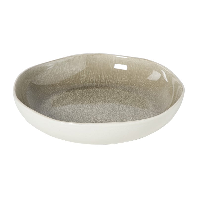 Xenos Diep bord kaori - wit/bruin - ø22x4 cm