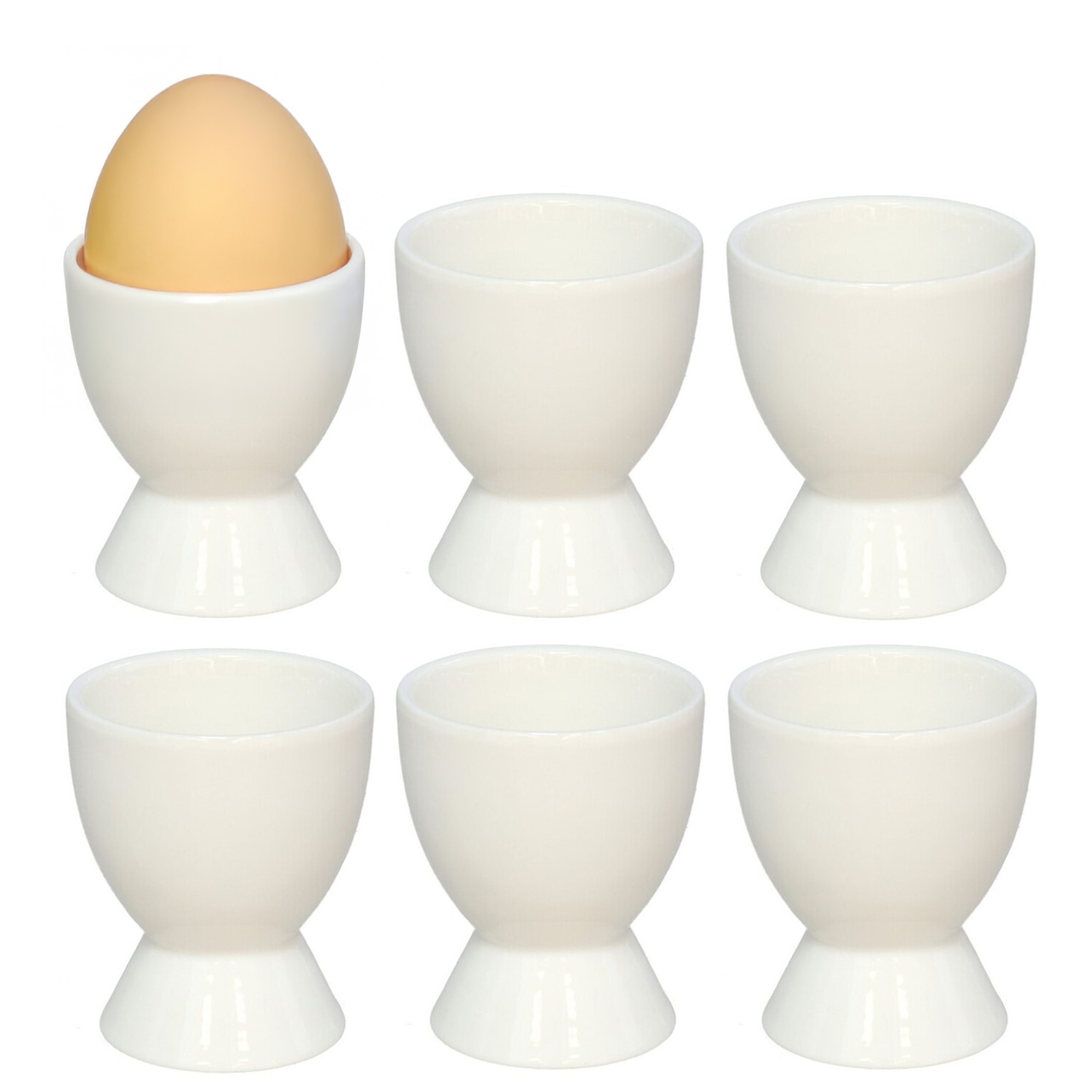 Bellatio Design Eierdopjes Basic - 6x - wit - 5 x 6 cm -