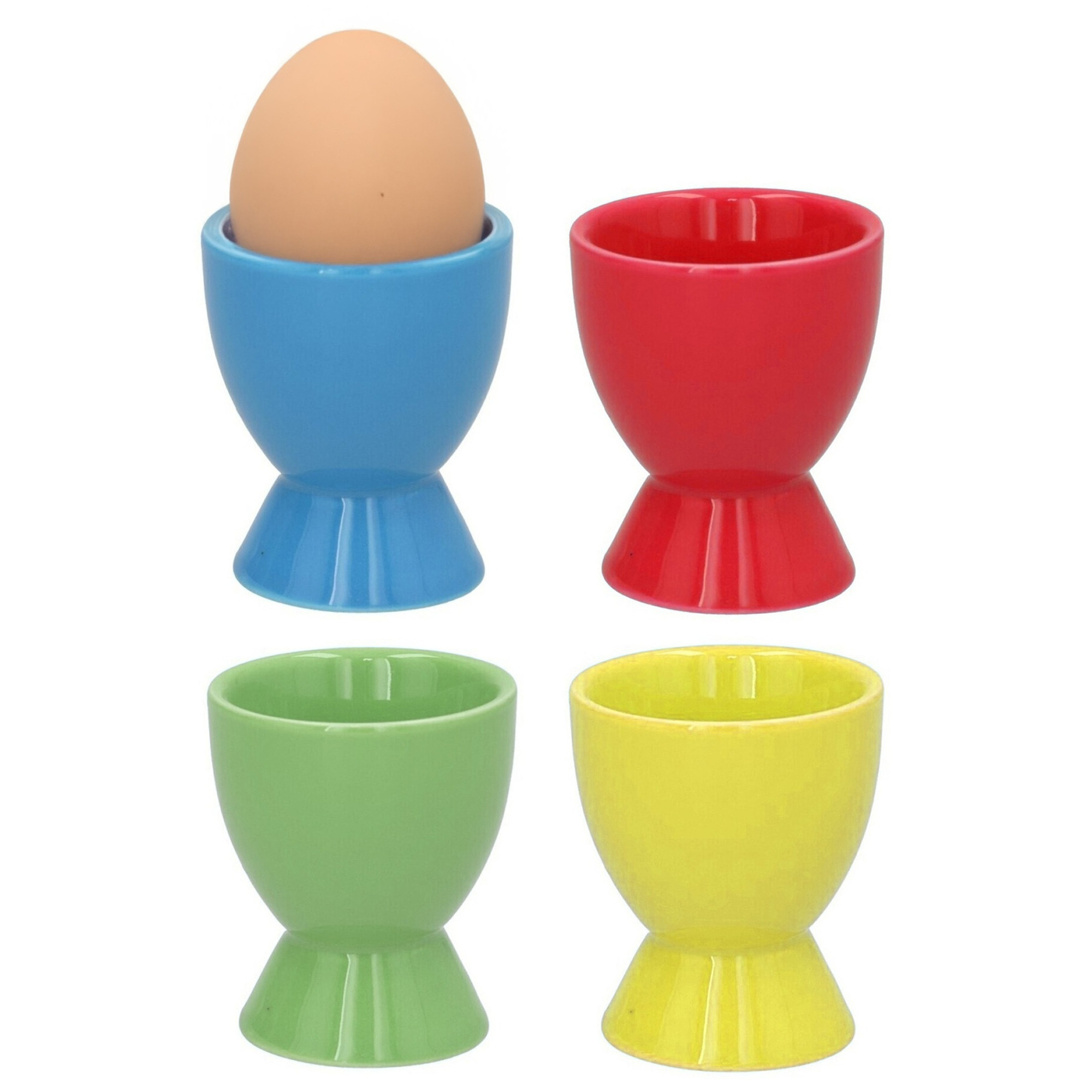 Bellatio Design Eierdopjes Basic - 4x - multi kleuren - 5 x 6 cm -