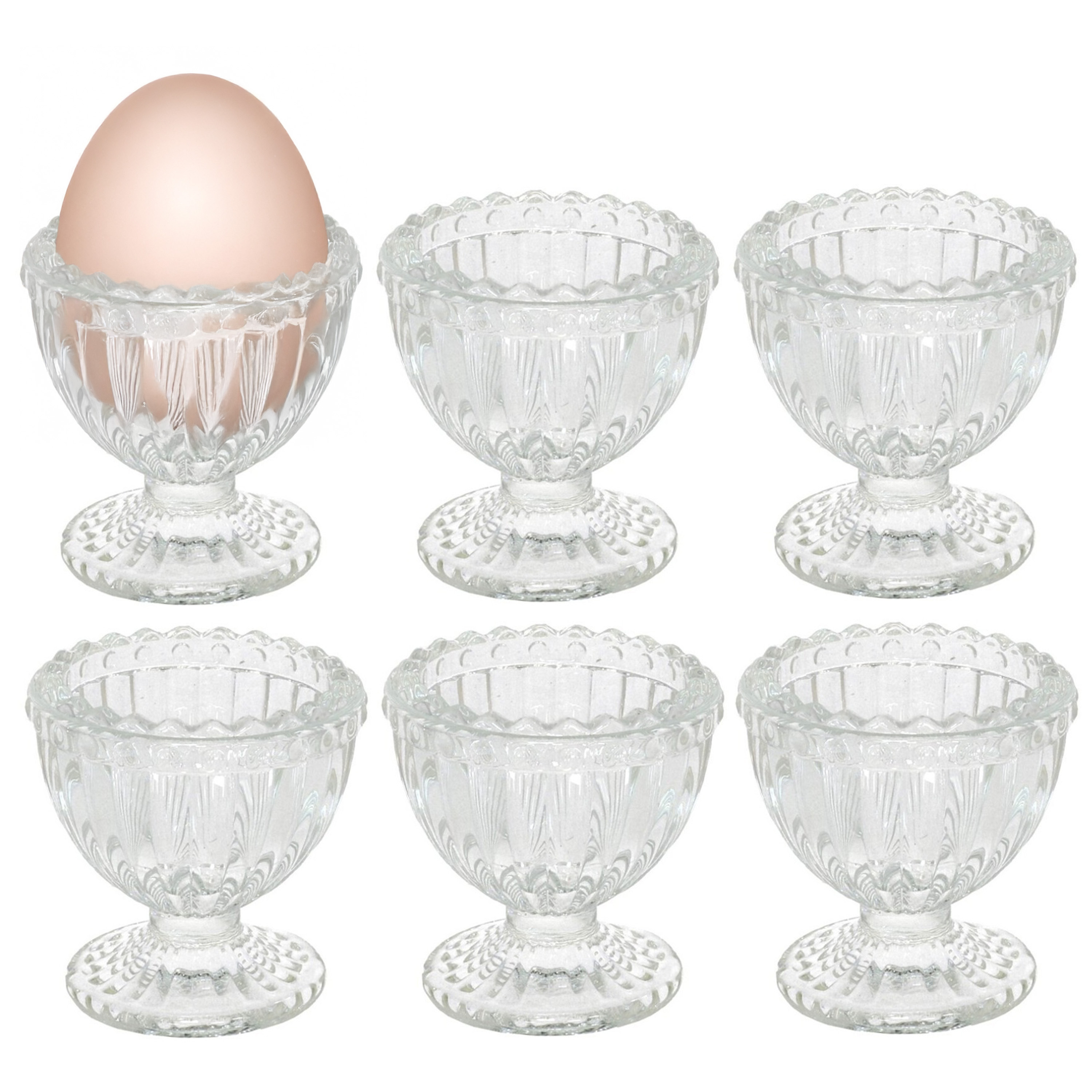 Bellatio Design Eierdopjes Cristal - 6x - wit - 5 x 6 cm -