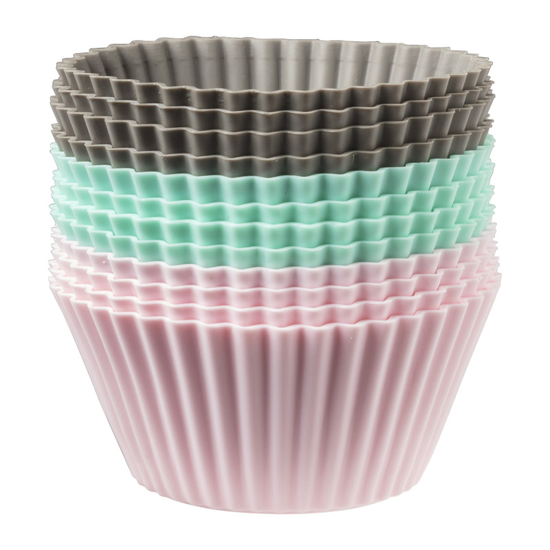 Xenos Siliconen cupcakevormpjes - set van 12 - ø7 cm