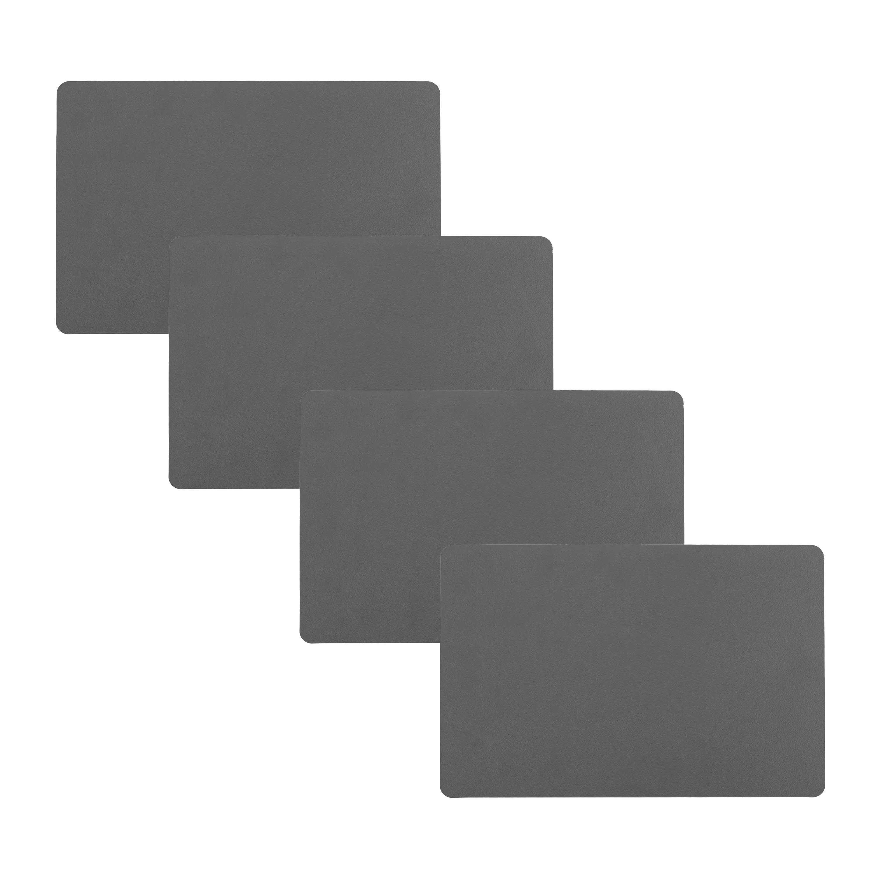 Secret de Gourmet tafel placemat - 4x - PU-leer/leer look - grijs - 45 x 30 cm - Tafel onderleggers -