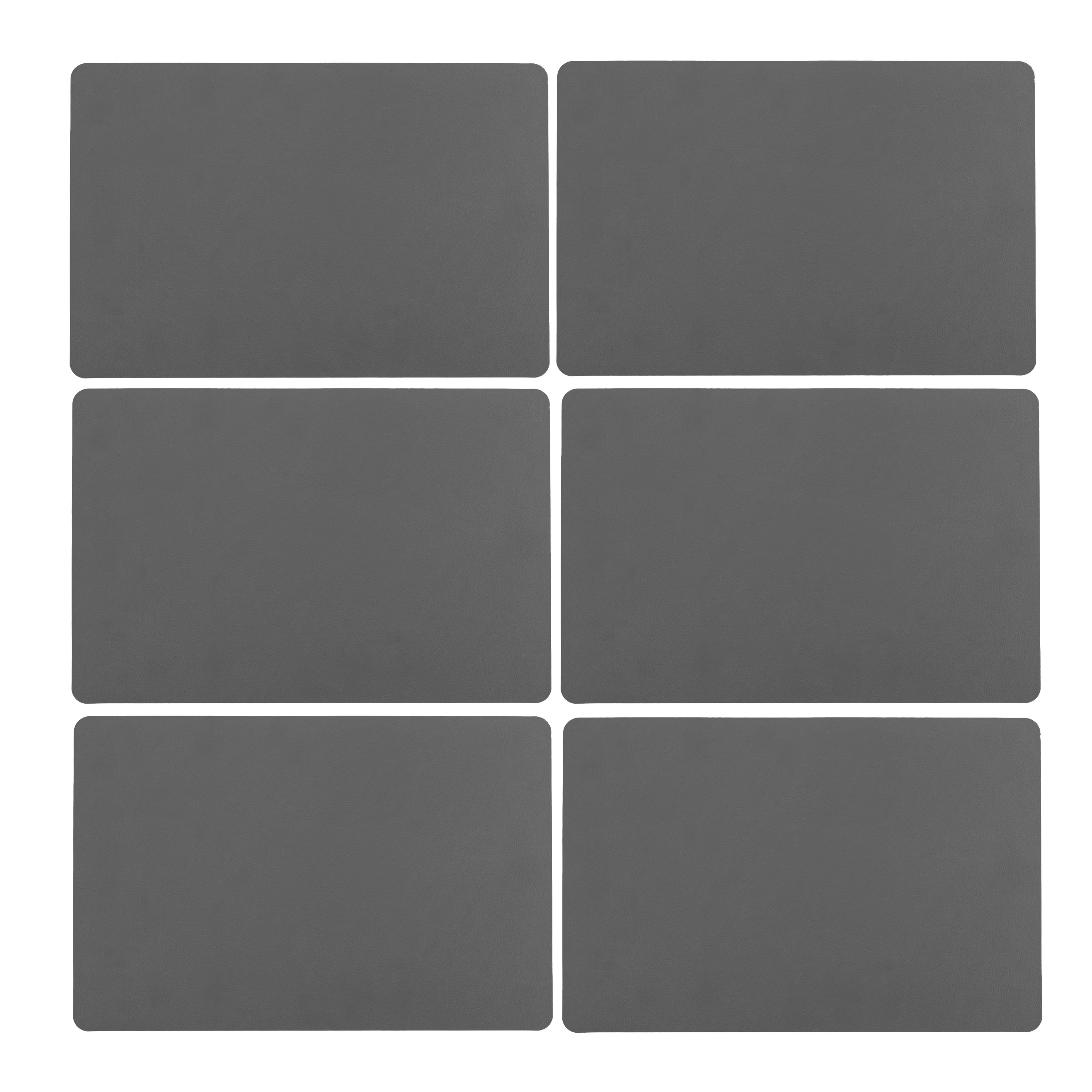 Secret de Gourmet tafel placemat - 6x - PU-leer/leer look - grijs - 45 x 30 cm - Tafel onderleggers -