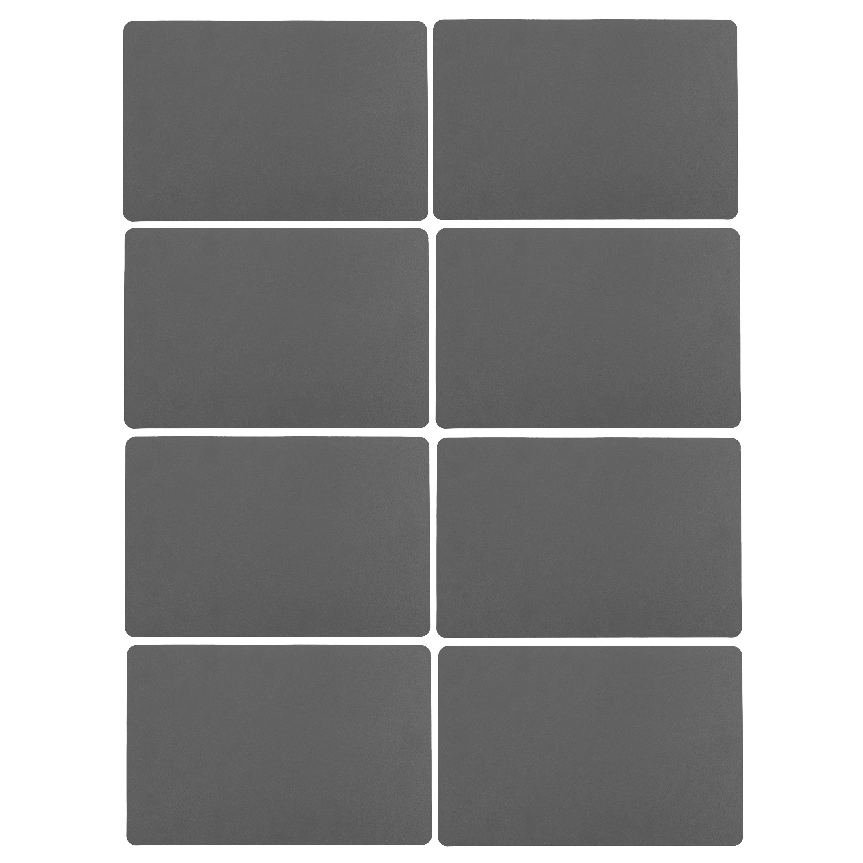 Secret de Gourmet tafel placemat - 8x - PU-leer/leer look - grijs - 45 x 30 cm - Tafel onderleggers -