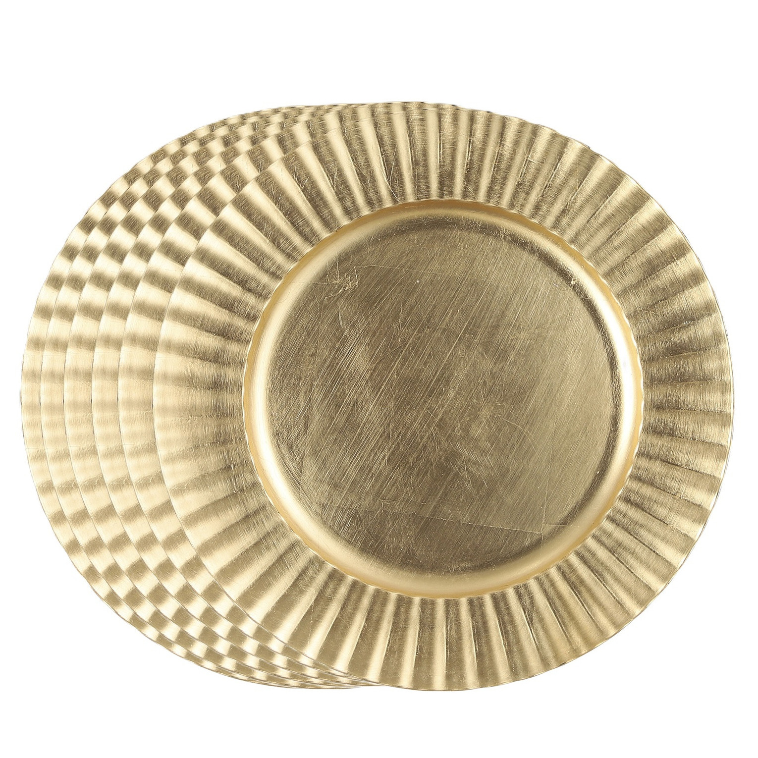 Mica Decorations Diner/kerstdiner onderborden - 12x st - goud - D33 x H2 cm - kunststof - rond -