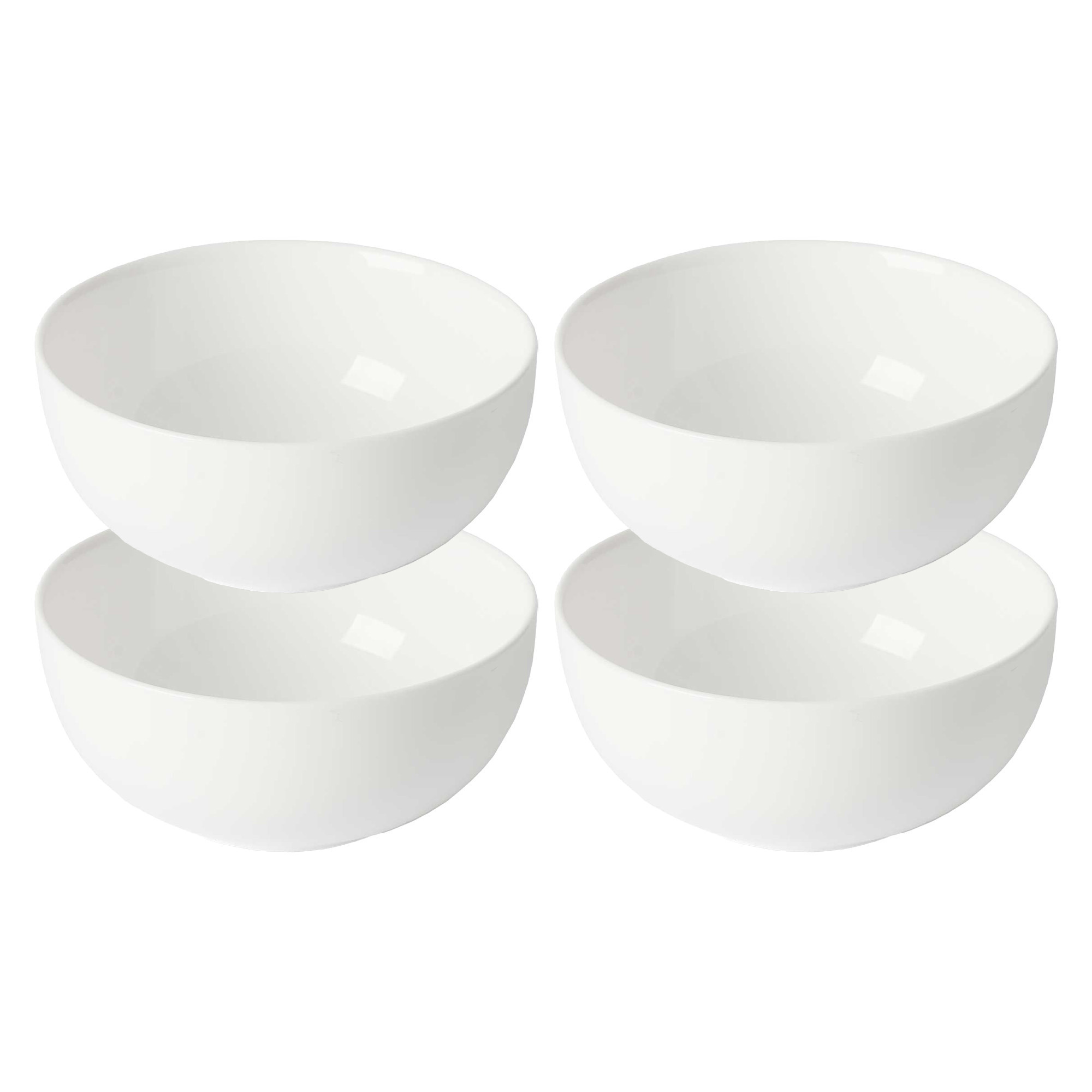 Vivalto Kommetjes/serveer schaaltjes - 4x - Opal - keramiek - D13 x H6 cm - ivoor wit - Stapelbaar -