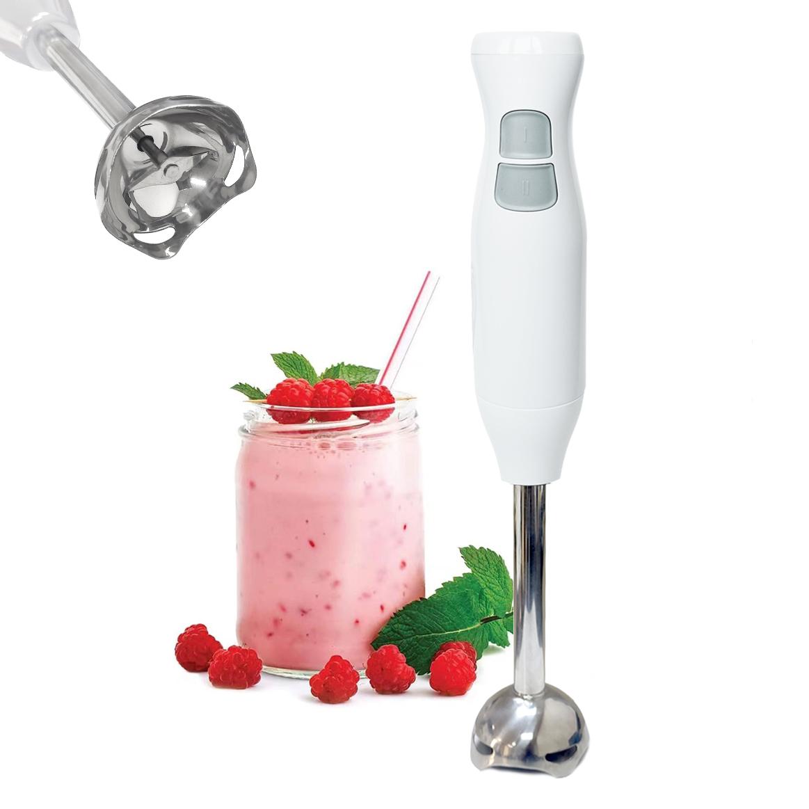 WanT  Kitchen&Home Appliances Elektrische staafmixer, roestvrij staal van voedingskwaliteit, handmixer met 2 snelheden, keukenaccessoires EU PLUG/WHITE wit
