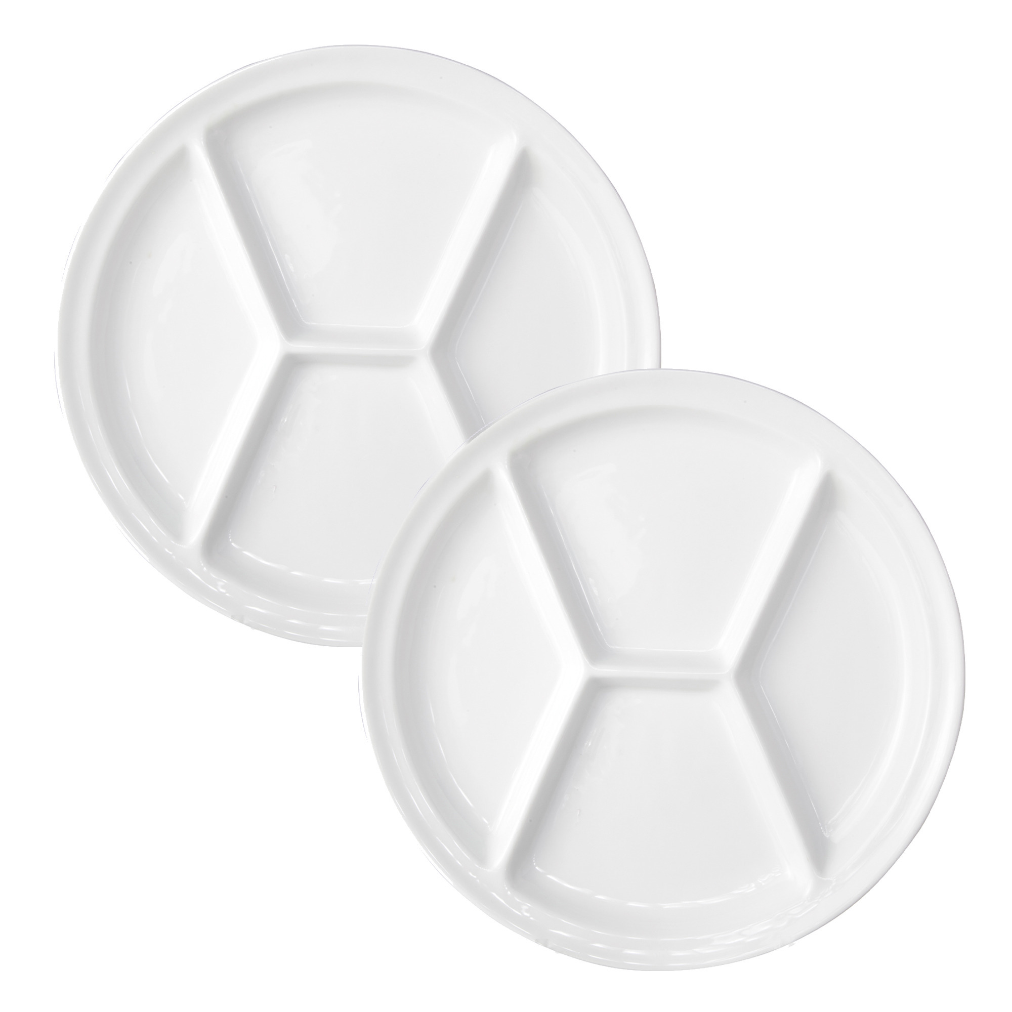 Cosy & Trendy 8x stuks porseleinen fondue/gourmet bord 4-vaks rond 26 cm -