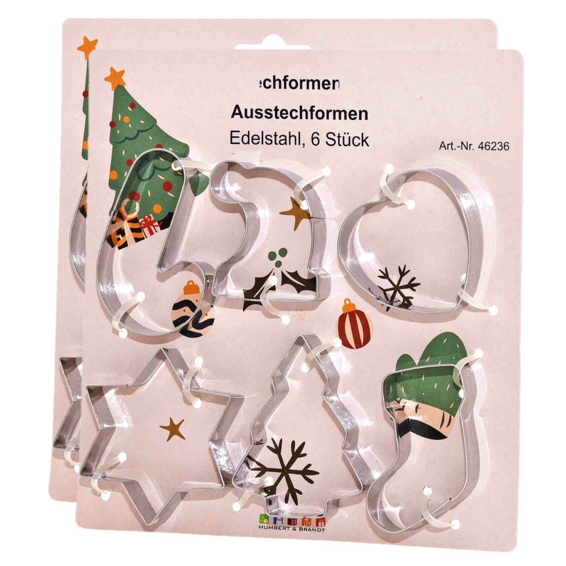 Merkloos Koekvormpjes - uitsteekvormpjes - kerst thema - 12x stuks - RVS -