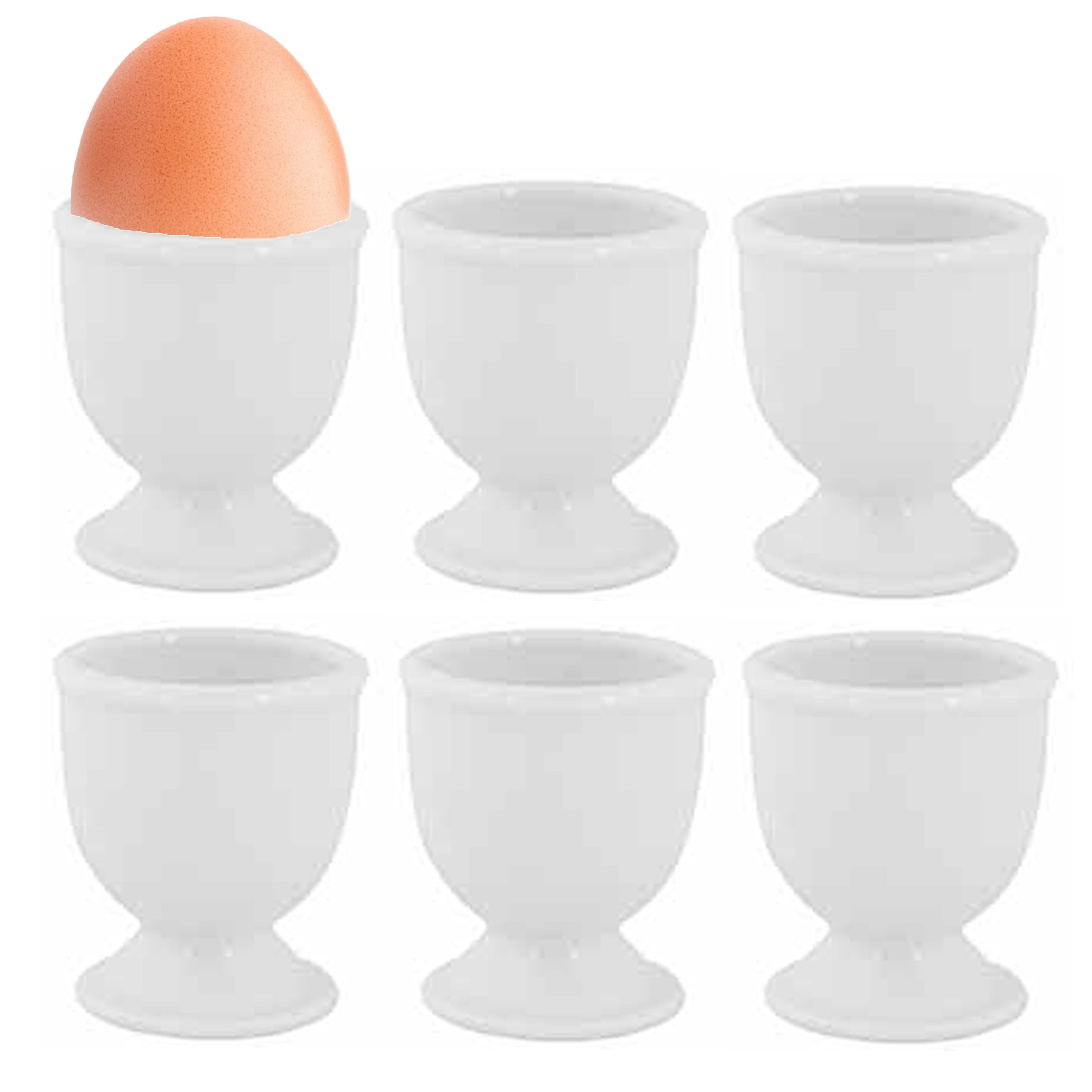 Cosy & Trendy Eierdopje - set van 6x stuks - porselein - wit - 5 x 6cm -