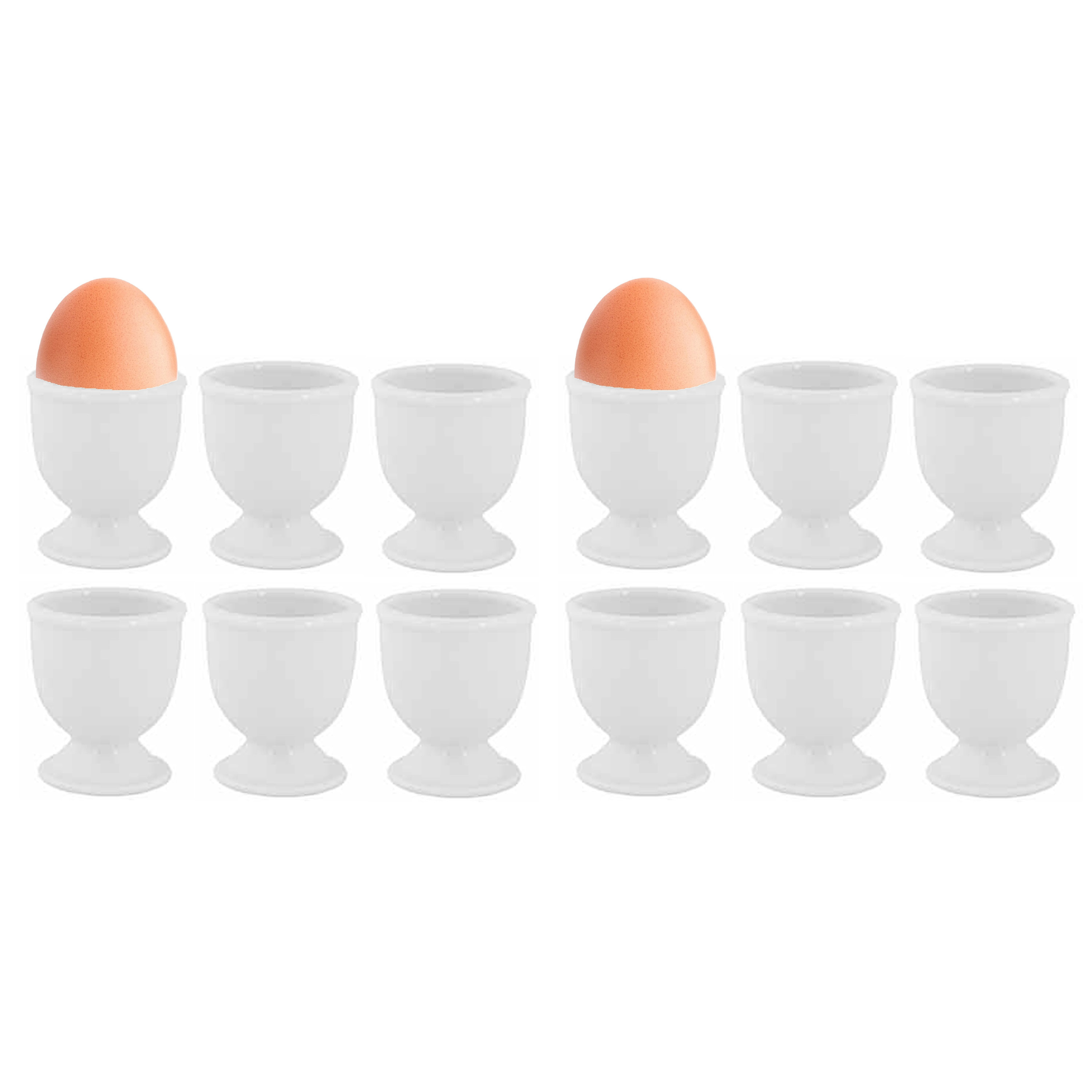 Cosy & Trendy Eierdopje - set van 12x stuks - porselein - wit - 5 x 6 cm -