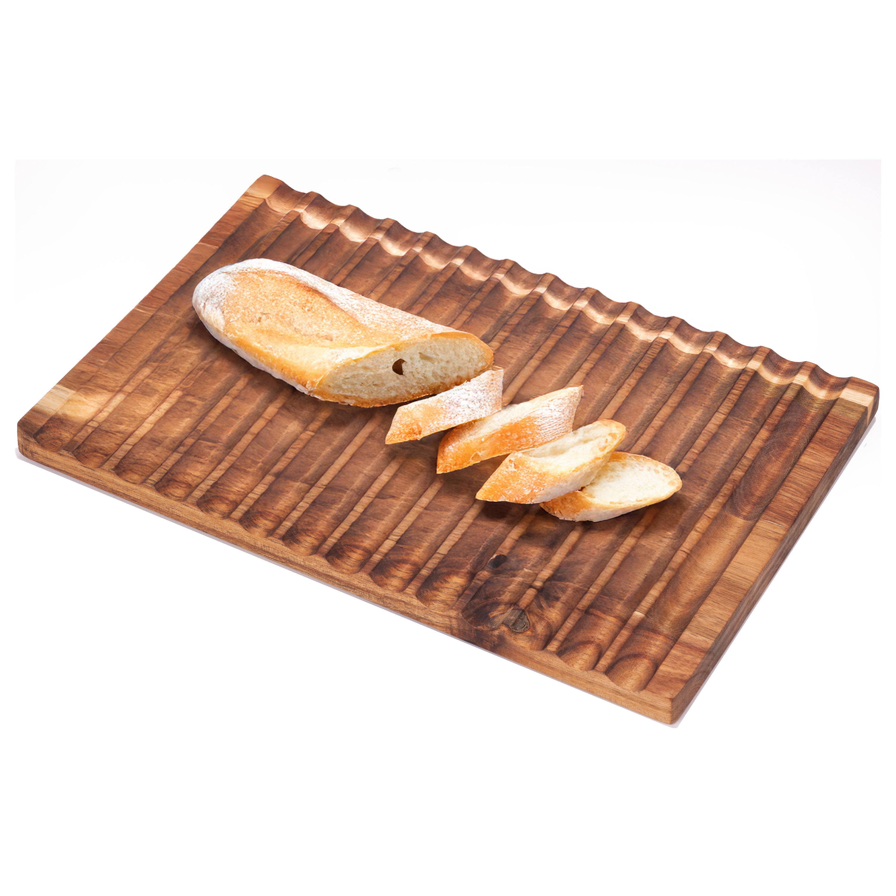 Cosy & Trendy Brood snijplank - acacia hout - geribd - x 25 cm - mooie plakjes snijden -