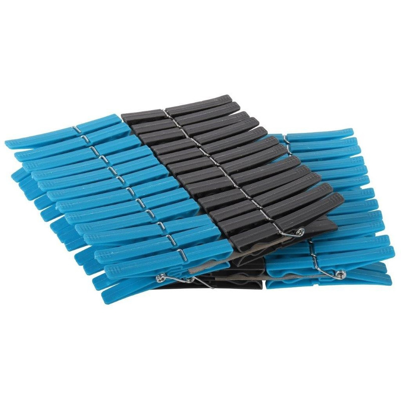 Merkloos Wasknijpers van kunststof - blauw/grijs - 96x stuks - Huishoudelijk - Knijpers - was ophangen -