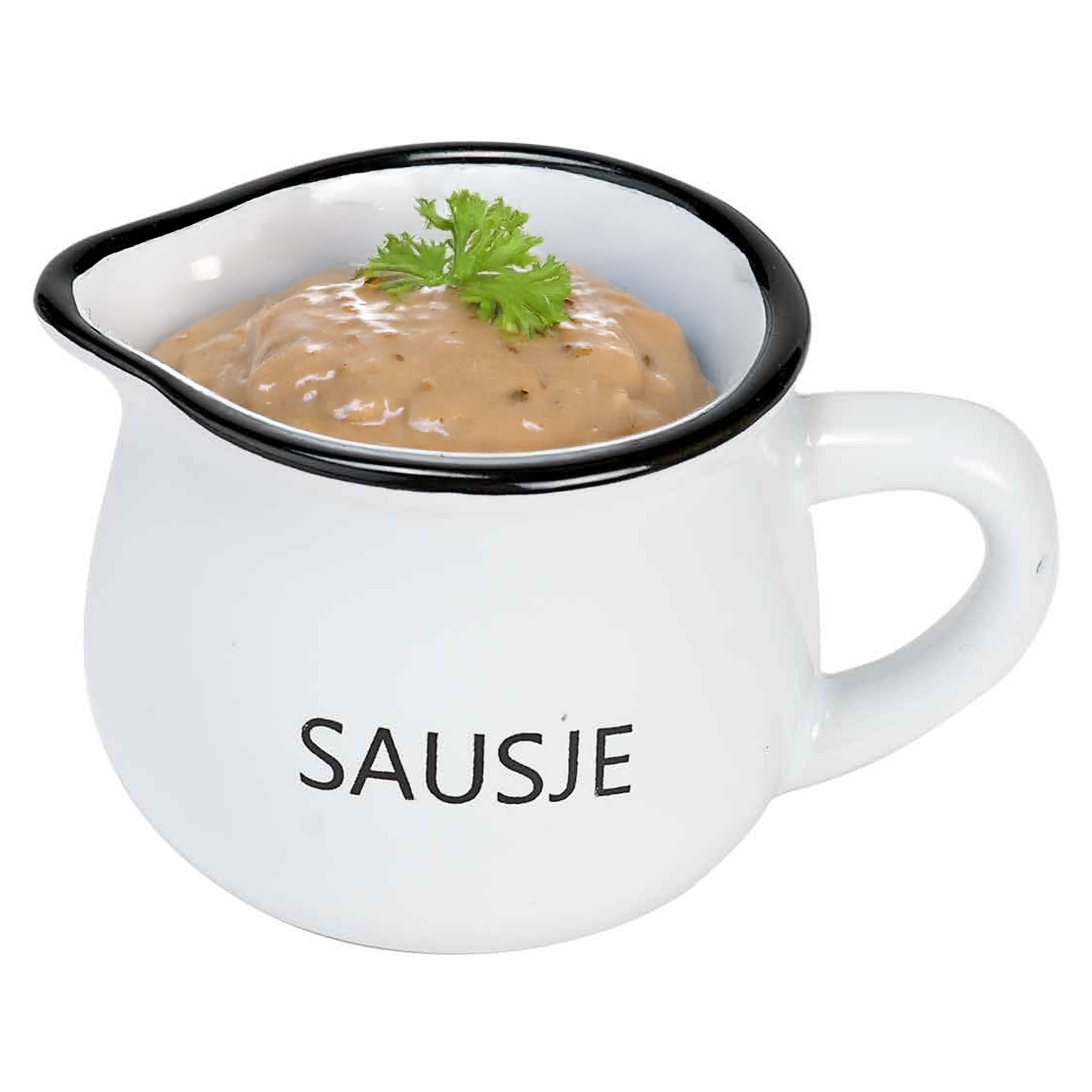 Cosy & Trendy Saus schenk kannetje - porselein - wit - 7 x 6 cm -