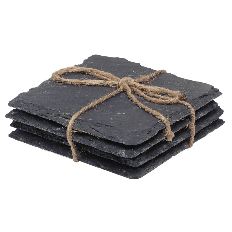 Cuisine Elegance Glazen onderzetters - 4x stuks - leisteen -