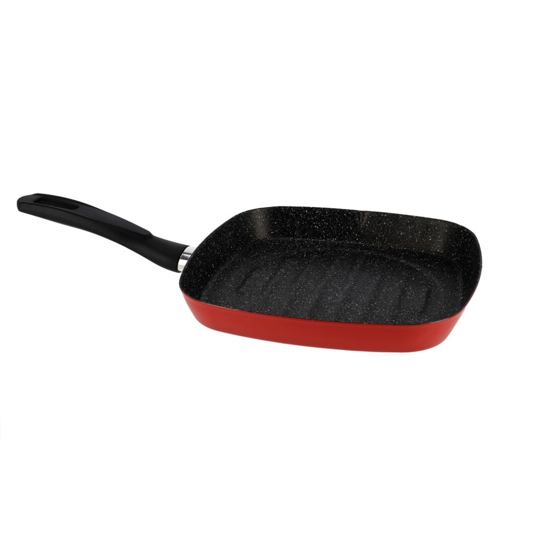 Magefesa Aluminium professionele grillpan Cordoba - vierkant - met anti-aanbak laag - 27 cm -