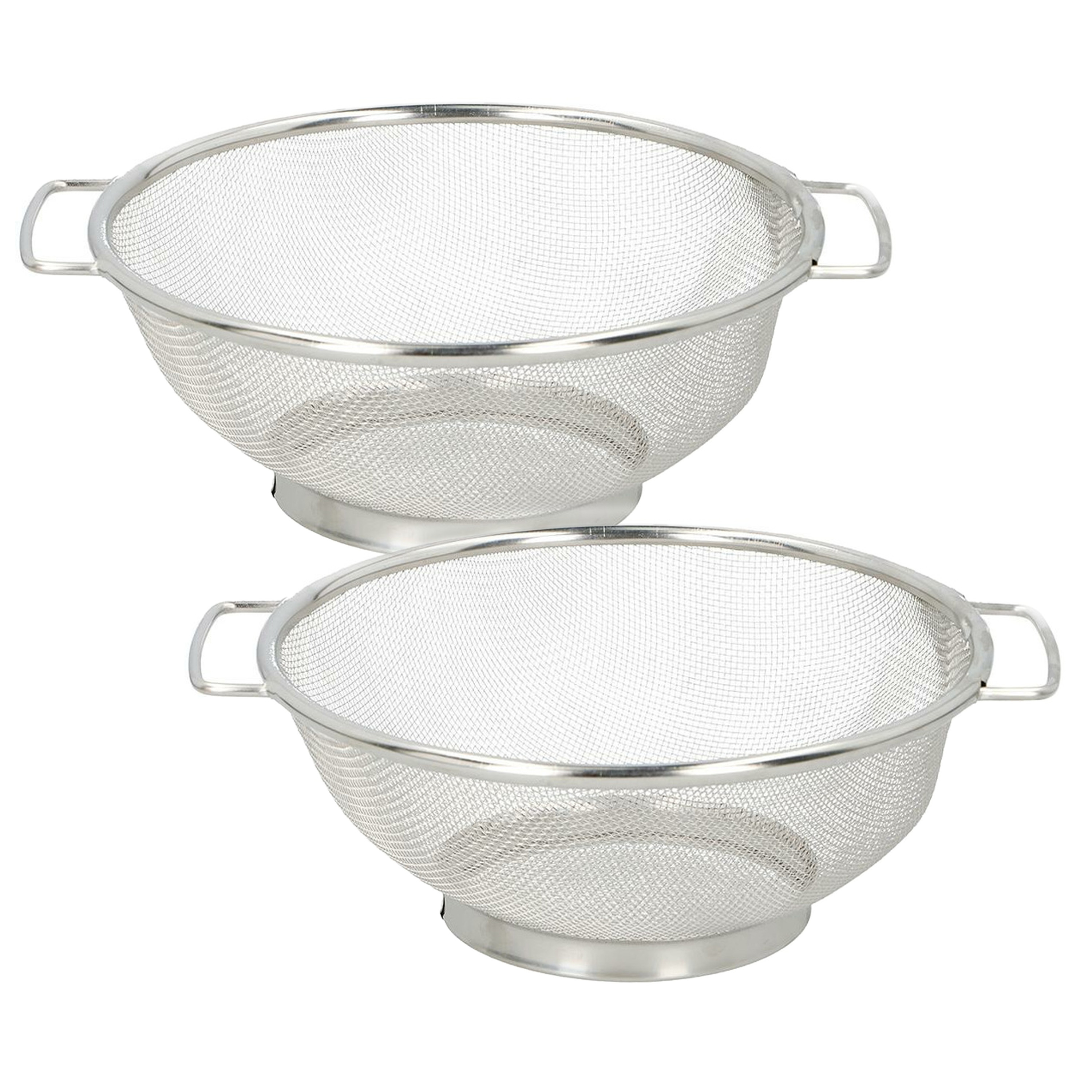 Alpina Keuken vergiet/zeef - 2x - RVS - D20 x H8 cm - zilver -