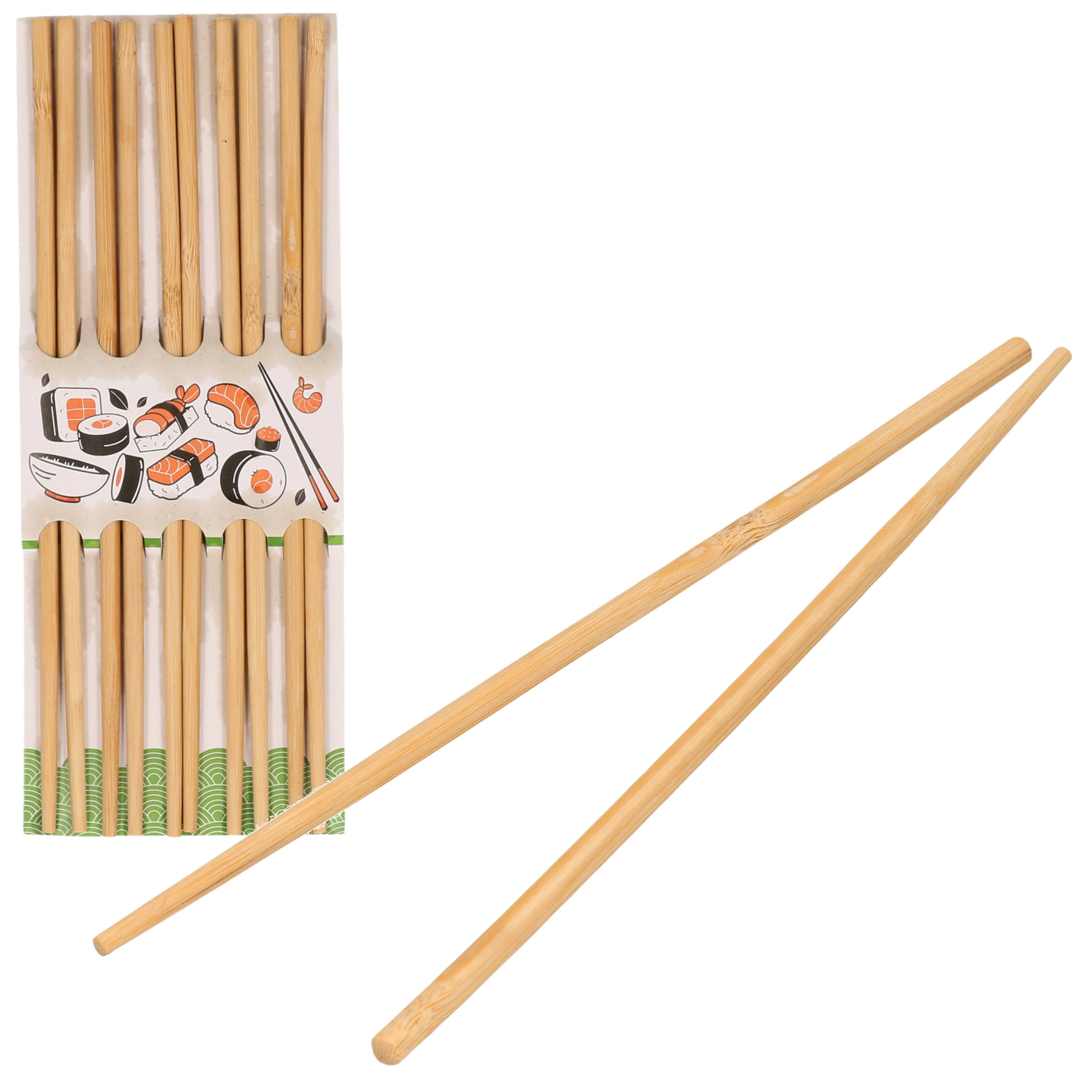 Concorde Sushi eetstokjes - 5x setjes - bamboe hout - 24 cm -
