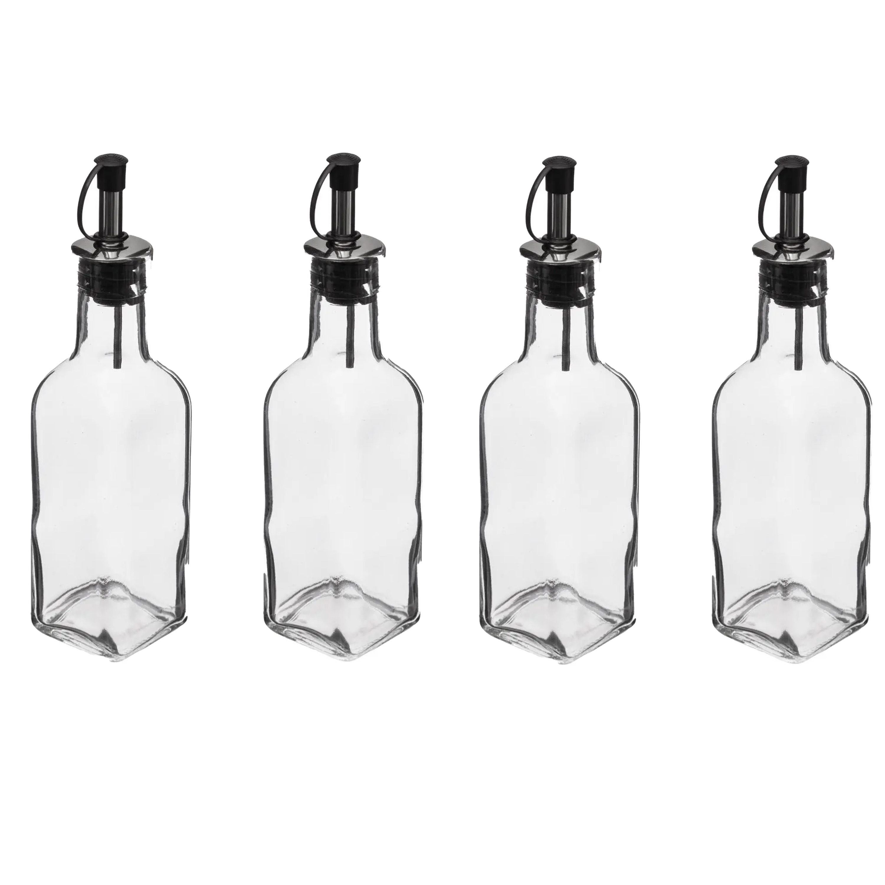 5five Azijn/Olie flessen voor op tafel - 4x stuks - glas - 160 ml - olijfolie en tafelazijn -