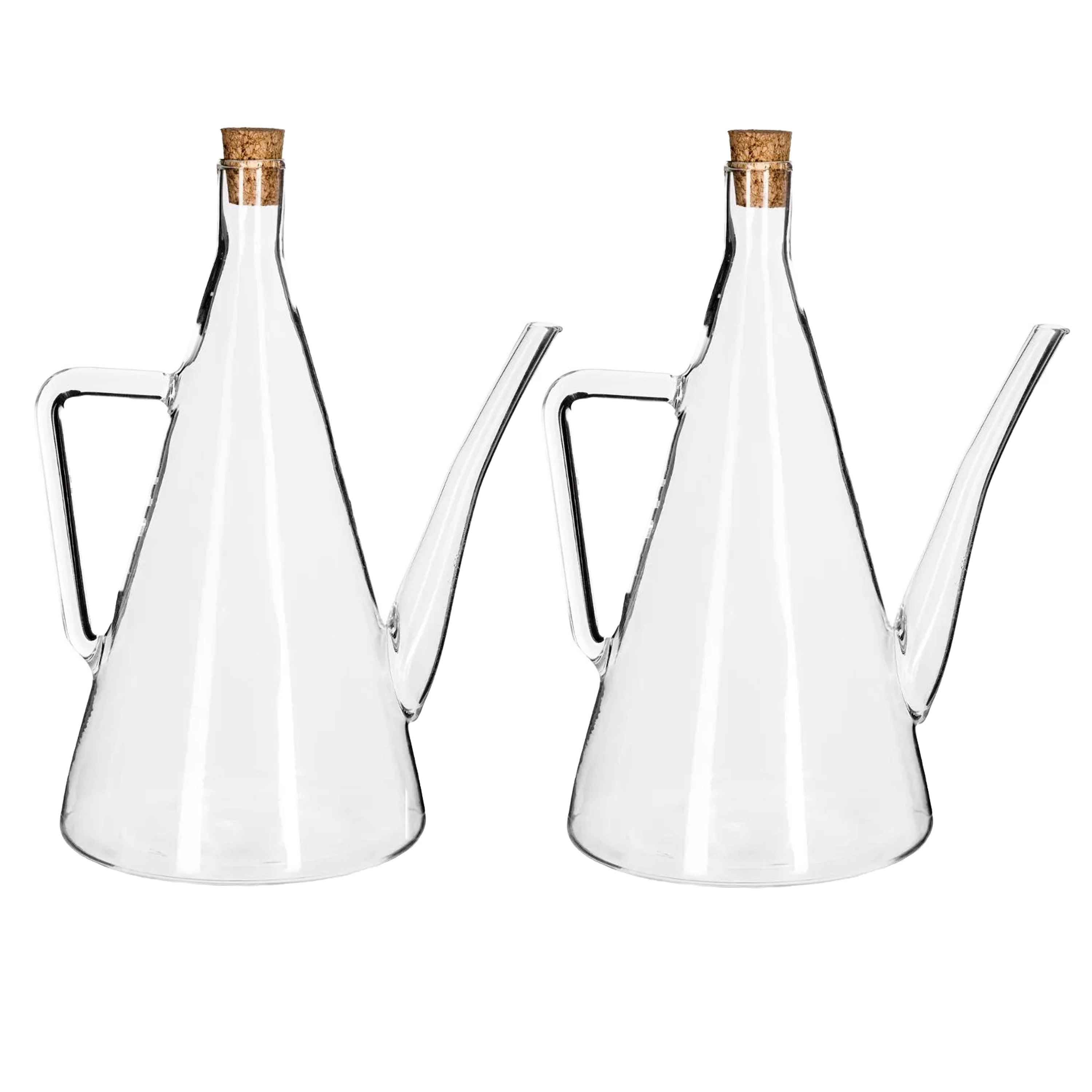 5five Azijn/Olie flessen voor op tafel - 2x stuks - glas - 500 ml - olijfolie en tafelazijn -