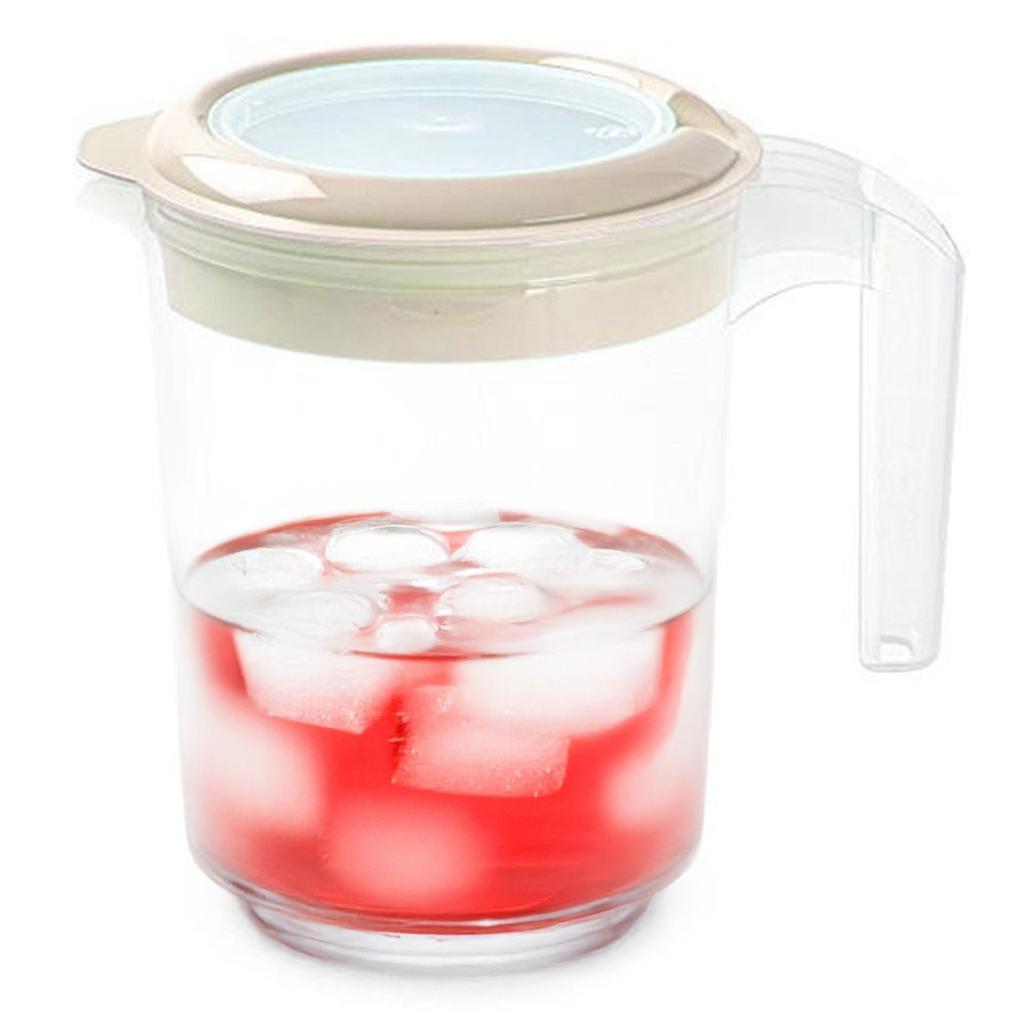 PlasticForte Sapkan / Schenkkan karaf met deksel - 1500 ml - beige - kunststof - met mix en navul dop -