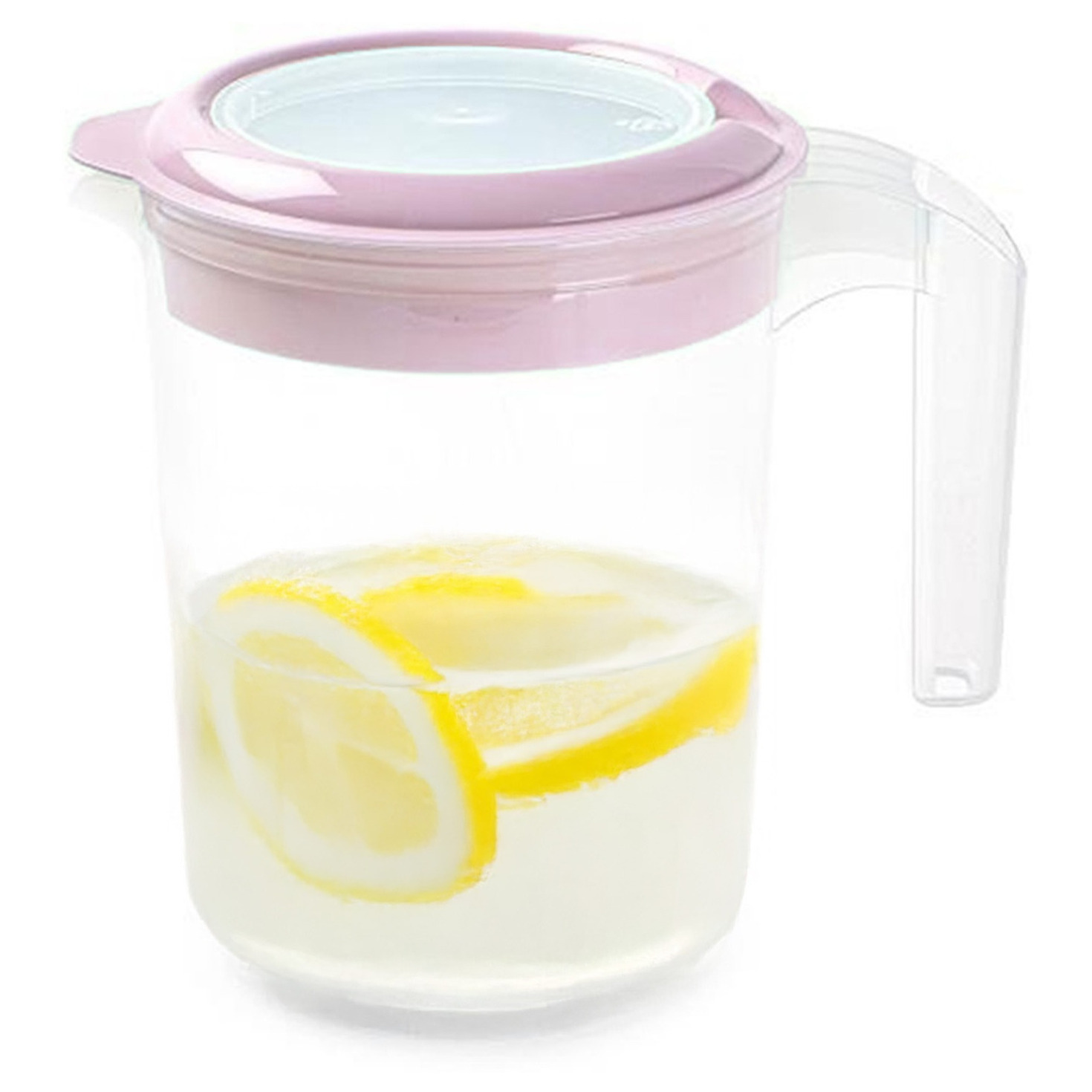 PlasticForte Sapkan / Schenkkan karaf met deksel - 1500 ml - roze - kunststof - met mix en navul dop -