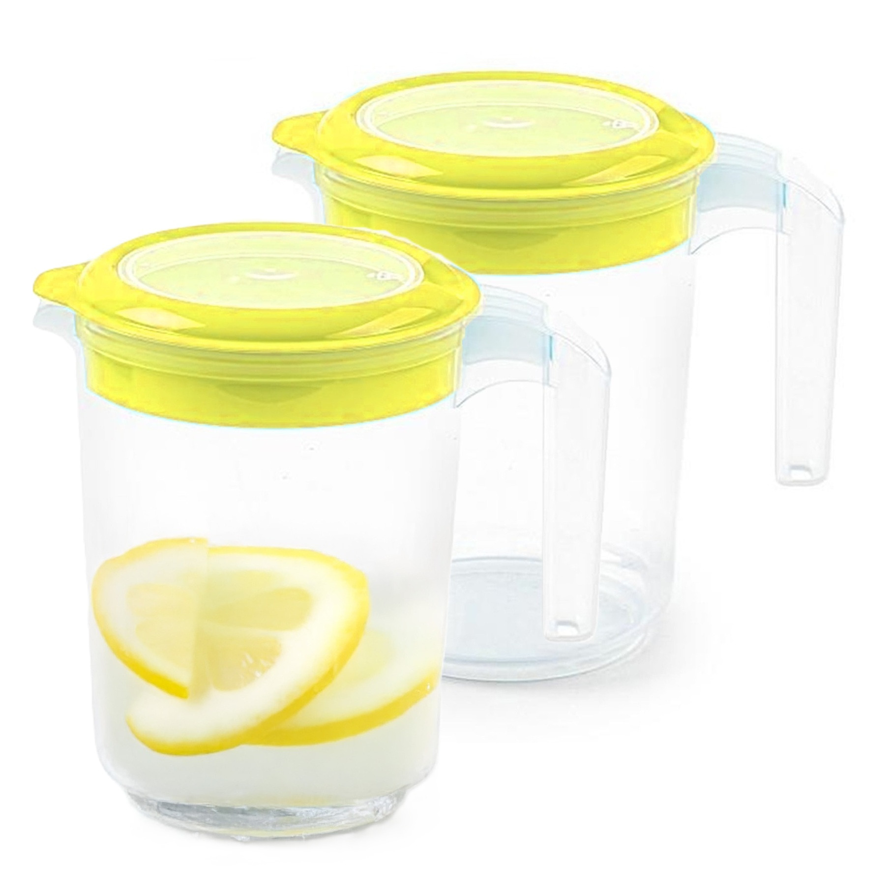 PlasticForte Sapkan / Schenkkan karaf met deksel - 2x - 1500 ml - groen - kunststof - met mix en navul dop -