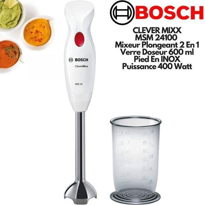You do it Mixeur plongeant CleverMixx MSM24100 - BOSCH - 400W - Pied détachable inox - 1 vitesse - Bol mixeur - Blanc