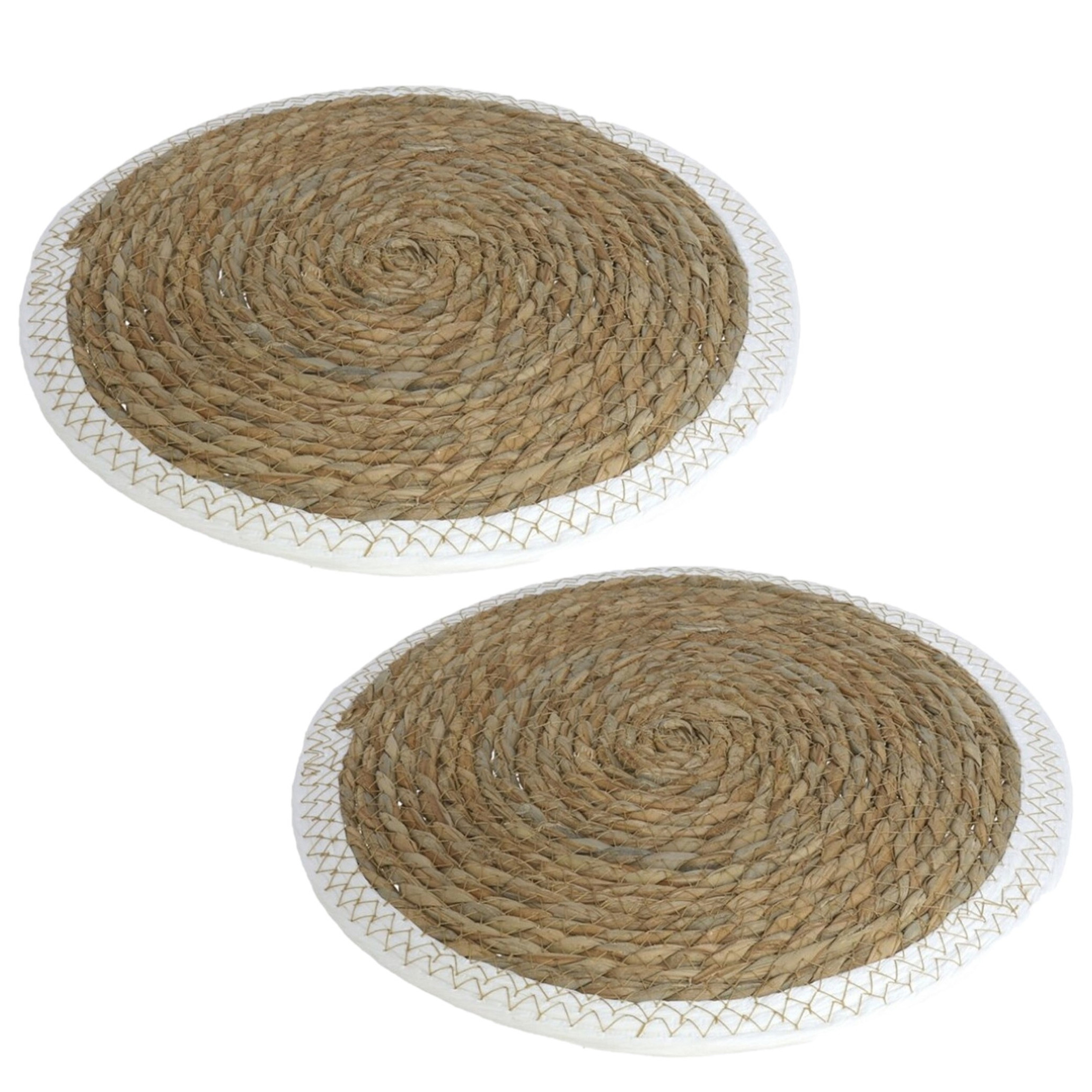 Gerimport Set van 4x stuks pannen onderzetter van zeegras rond x cm -