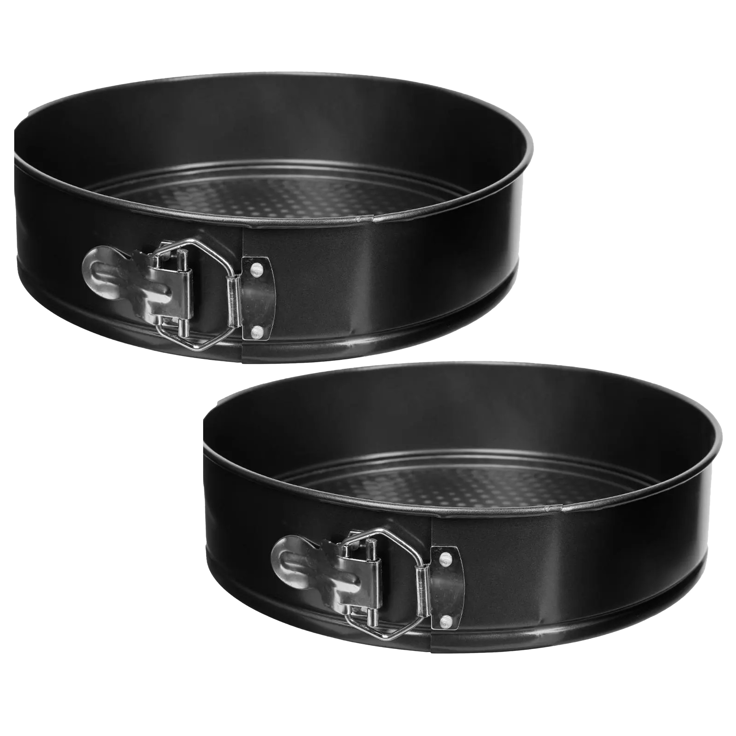 5five Taarten bakvormen/springvormen - 2x - metaal - zwart - 26 cm - rond -