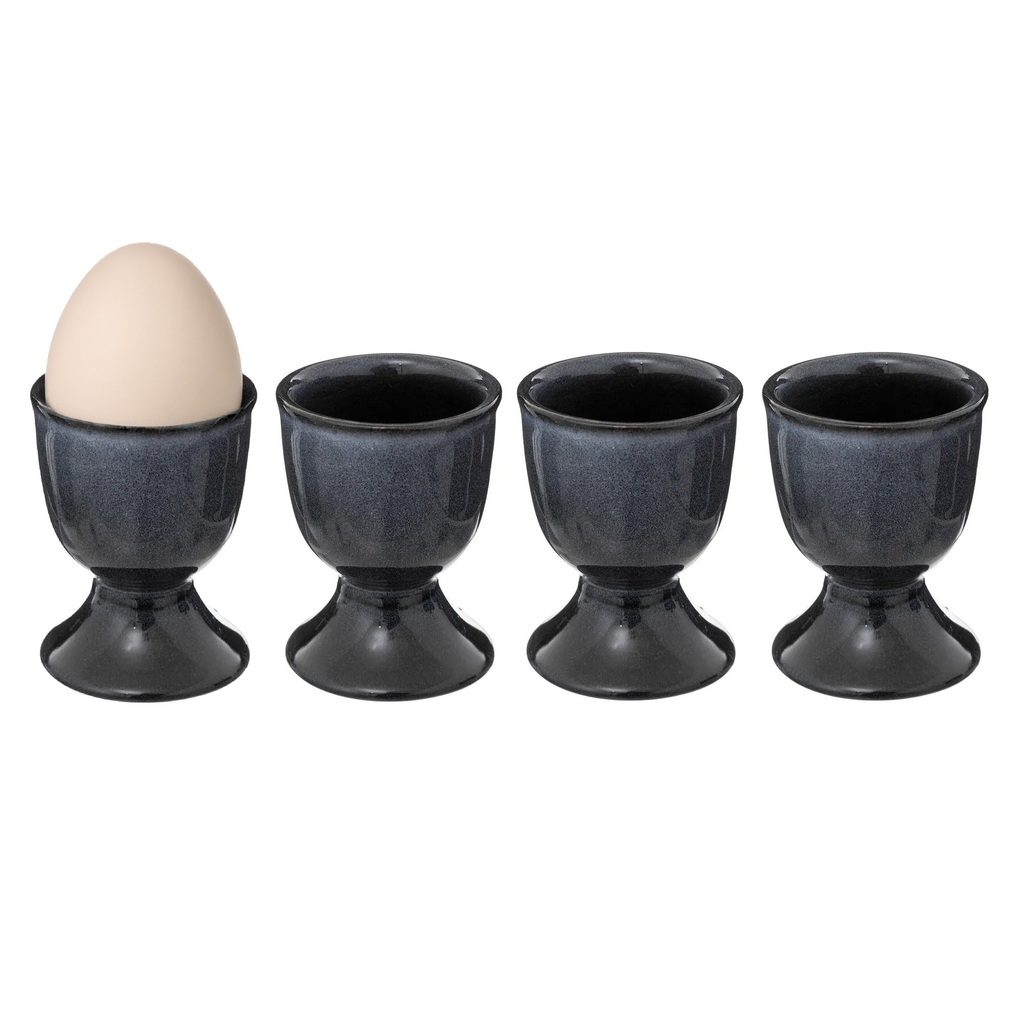 Secret de Gourmet Eierdopjes Blue Stone - set van 4x - donkerblauw - keramiek - 5 x 7 cm -
