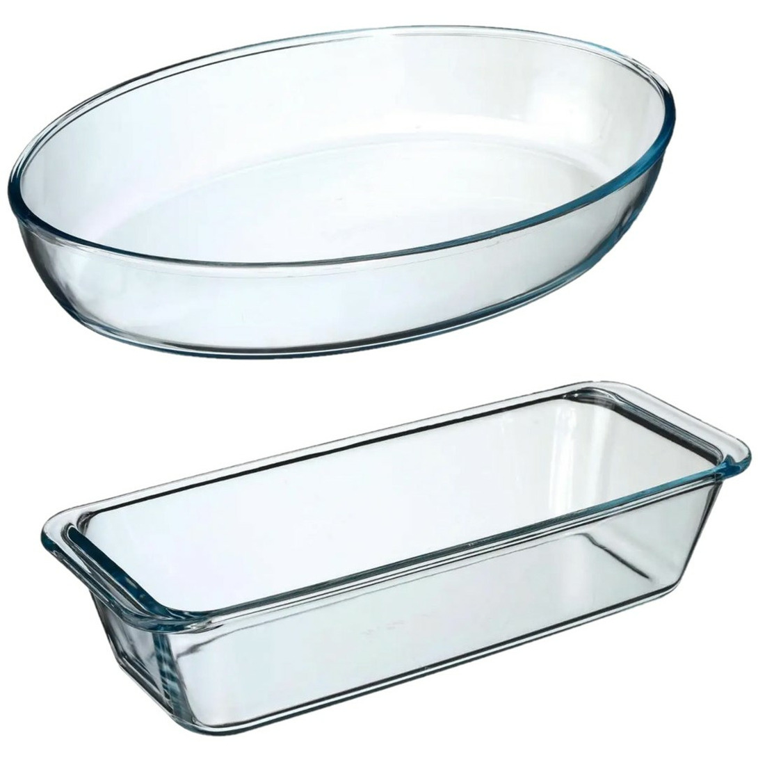 Secret de Gourmet ovenschalen set - 2 formaten - Glas - 35 x 25 cm - 31 x 12 cm -