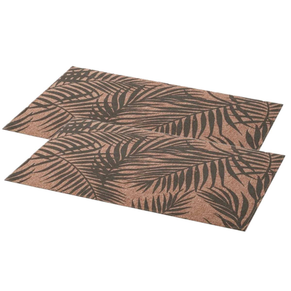 Secret de Gourmet tafel placemats Palm Tree - Set van 12x stuks - grijs/bruin - linnen mix - 45 x 30 -