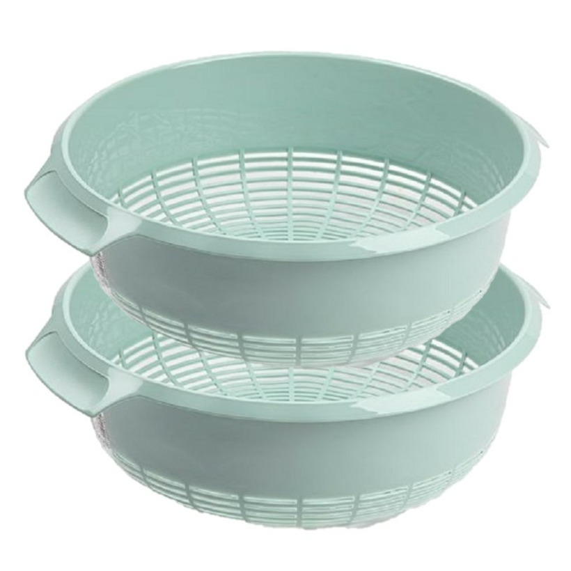 PlasticForte keuken vergiet - 2x stuks - kunststof - 27 x 10 cm - mintgroen - Keuken accessoires -
