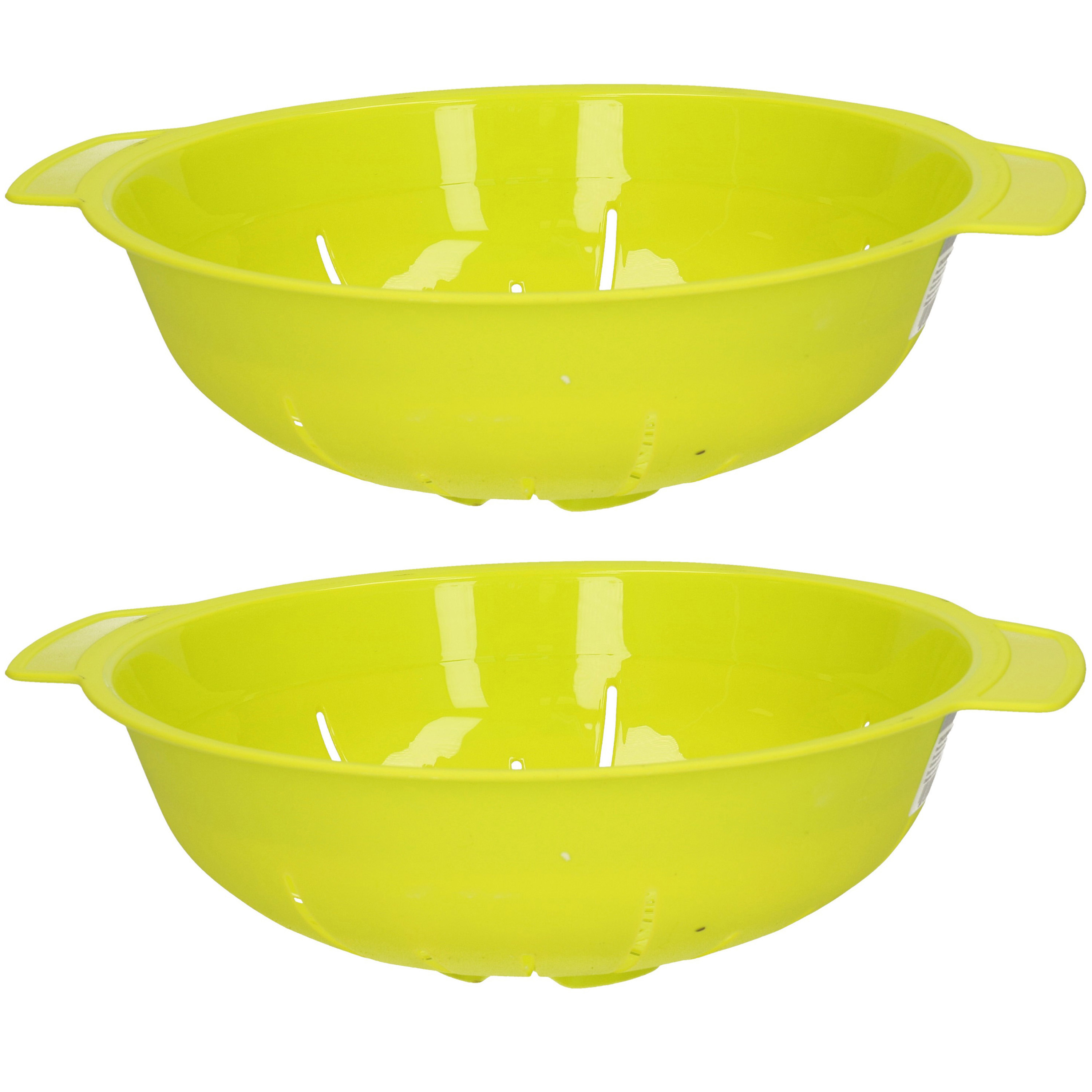 PlasticForte Keuken vergiet zeef - 2x - kunststof - Dia 25 cm x Hoogte 8 cm - groen - afgieten -
