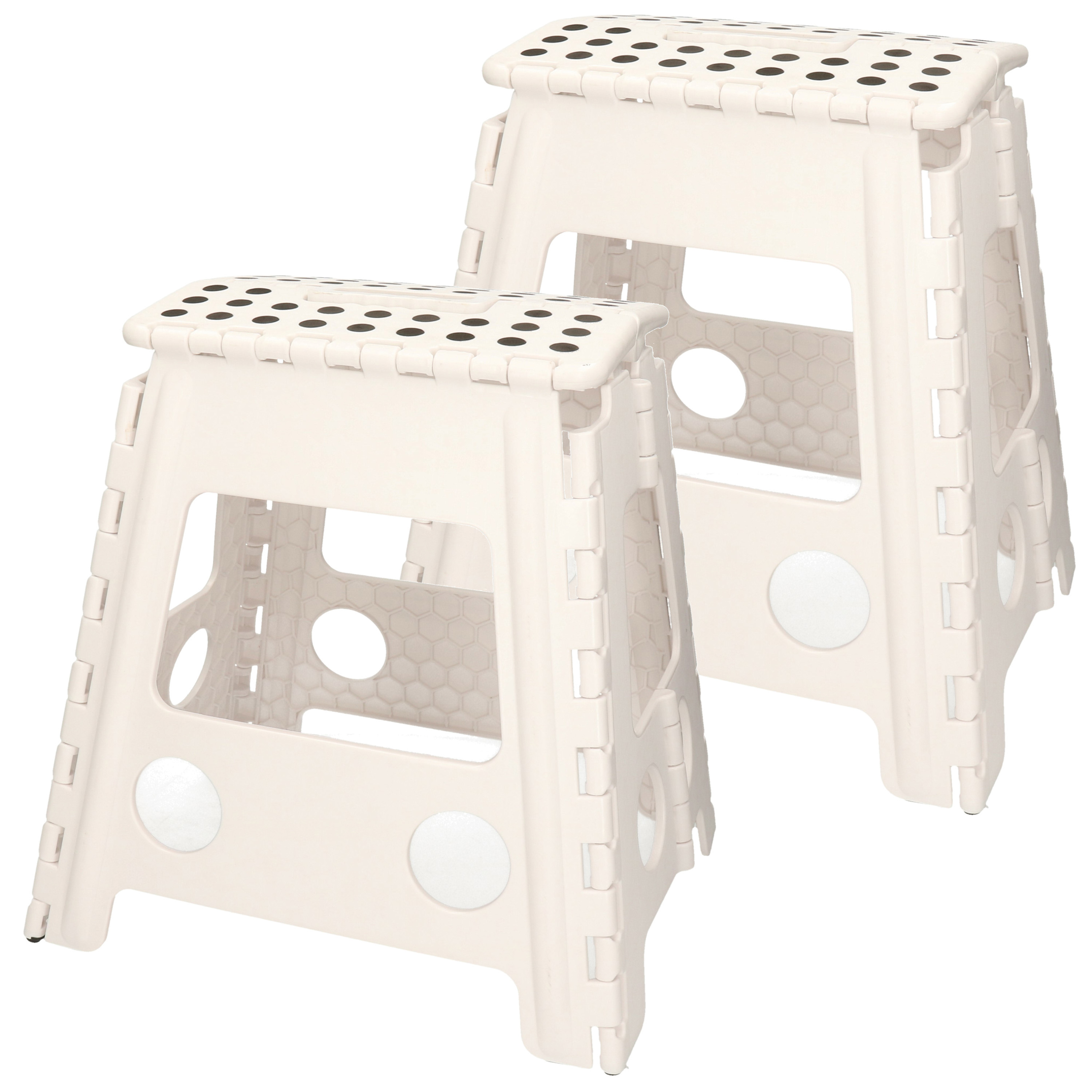 Kipit 2x stuks inklapbaar keukenkrukje/opstapje wit x 32 cm -