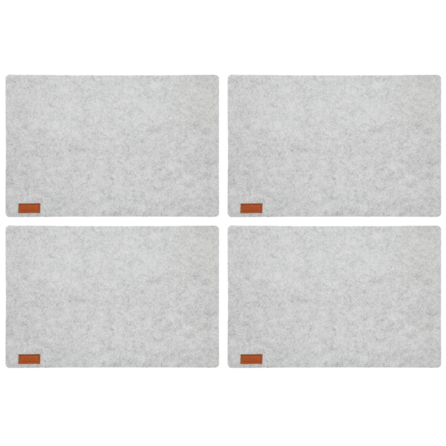 Cepewa Tafel placemats - 12x stuks - vilt - lichtgrijs - 30 x 45 cm - met ronde hoeken - Diner - ont -