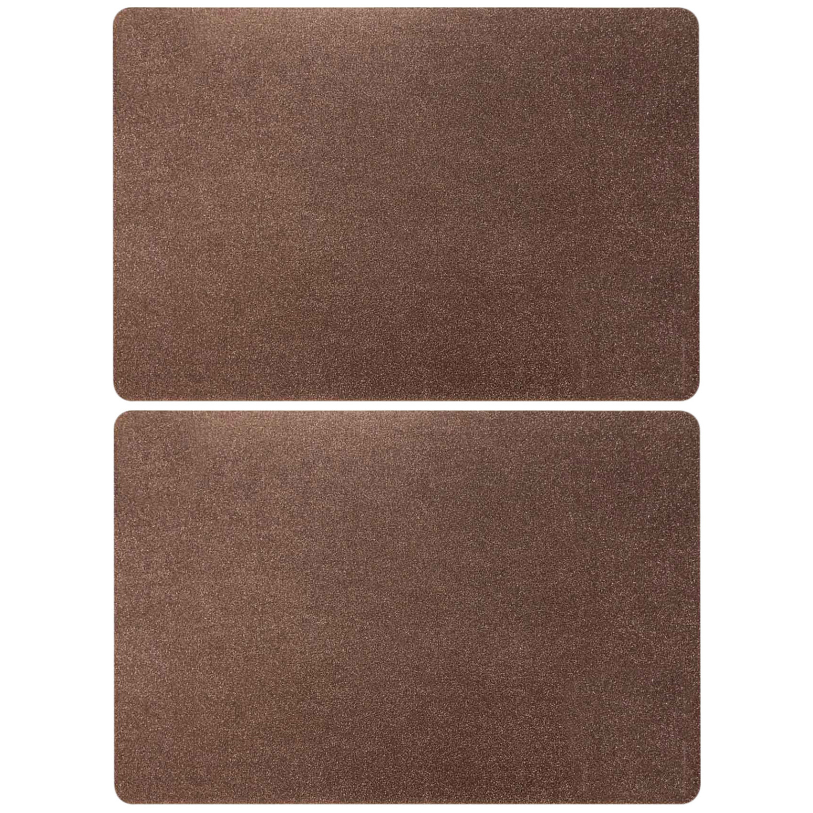 Merkloos Set van 12x stuks rechthoekige placemats koper met glitters 43,5 x 28,5 cm -