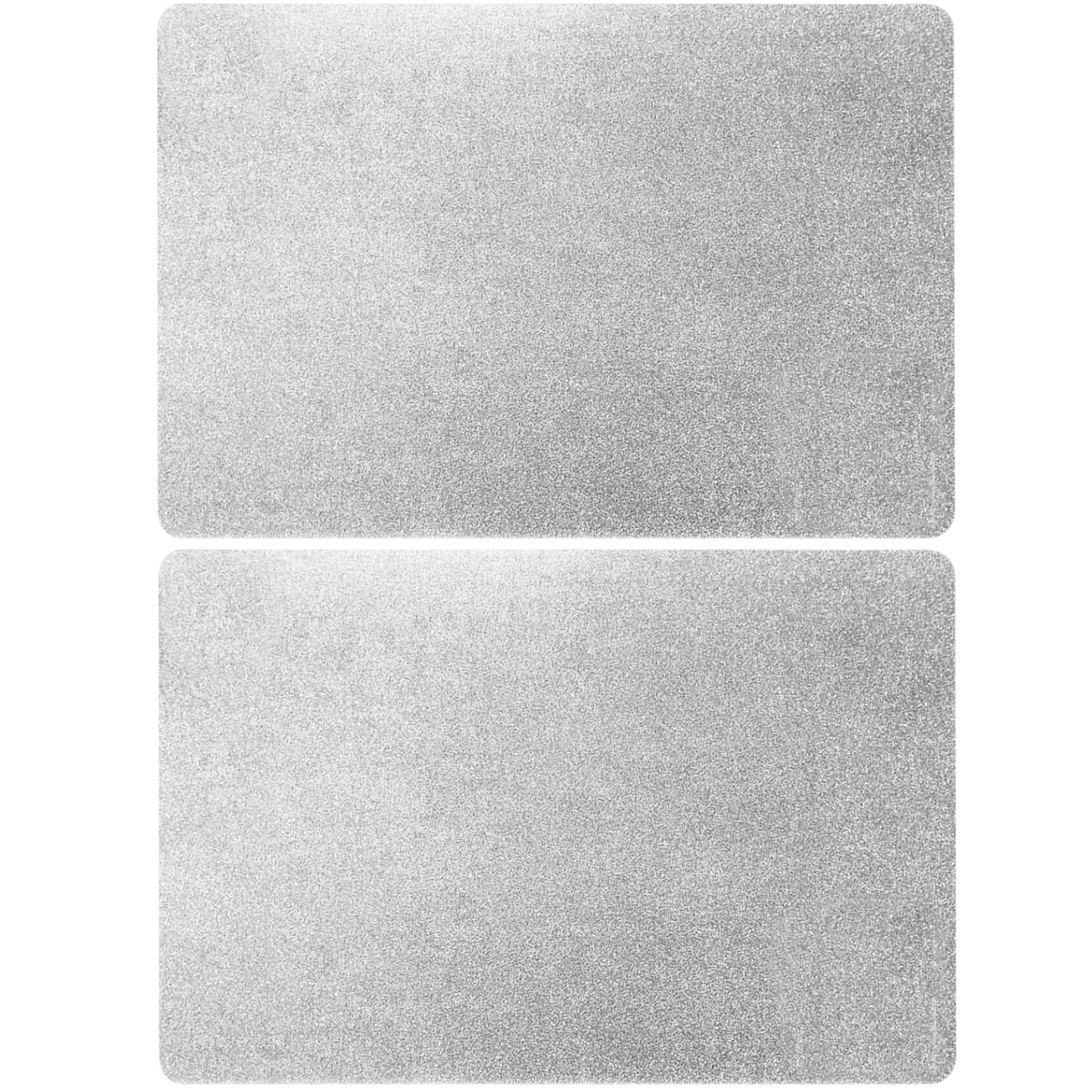Merkloos Set van 12x stuks rechthoekige placemats zilver met glitters 43,5 x 28,5 cm -